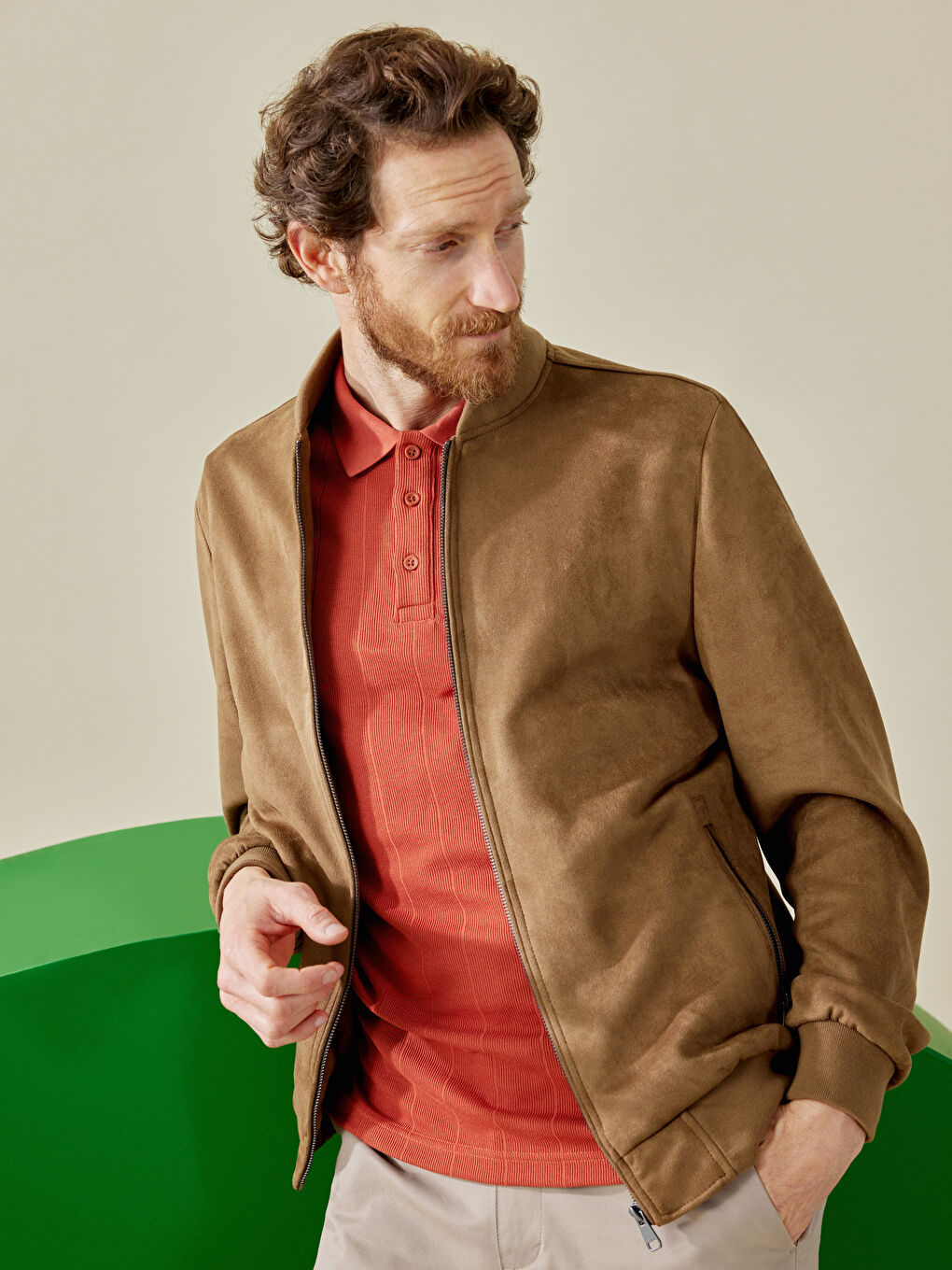 Standard Fit College Collar Suede Men's Coat