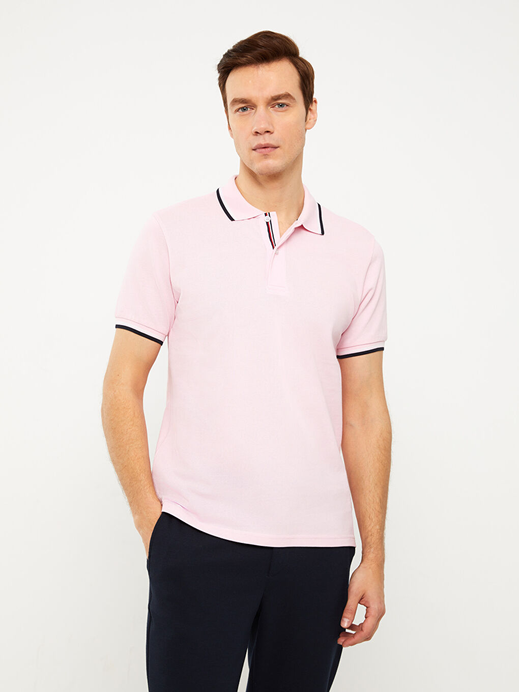 Мужская футболка-поло из пике с короткими рукавами
