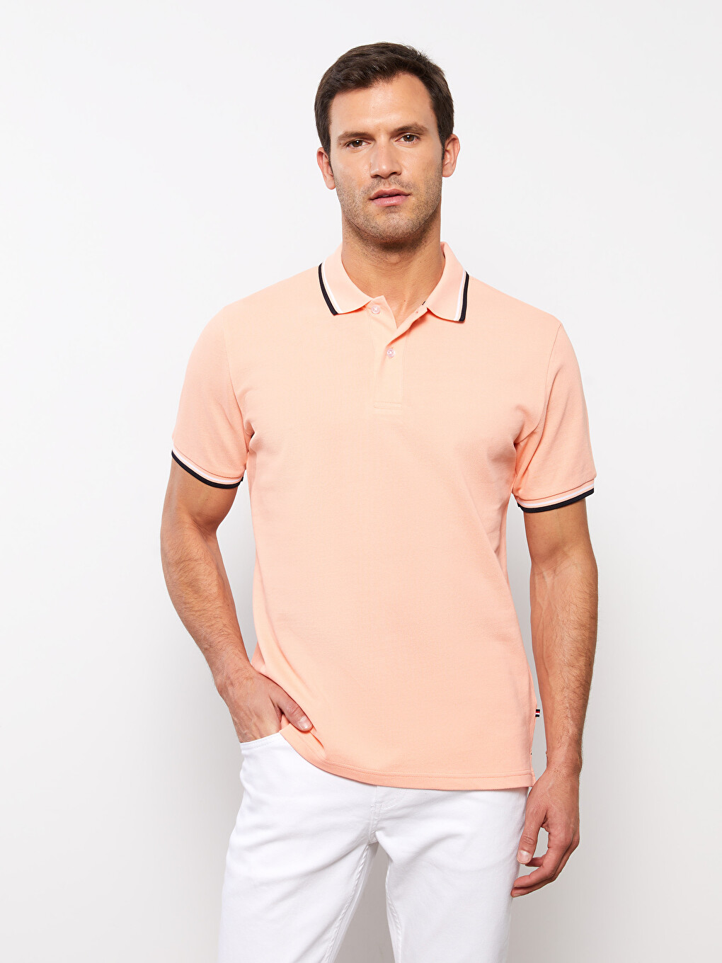 Polo Neck Short Sleeve Pique Men's T-shirt-1