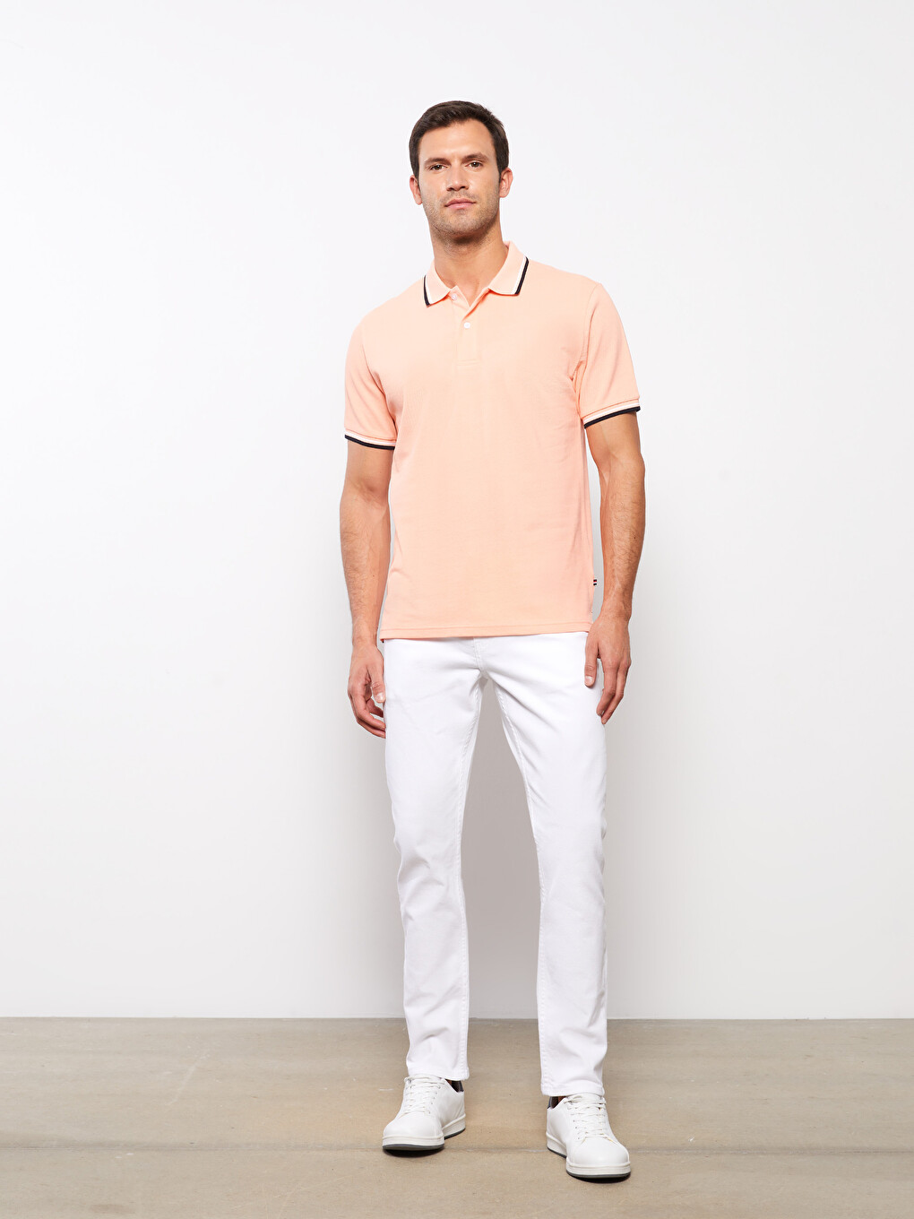 Polo Neck Short Sleeve Pique Men's T-shirt-2