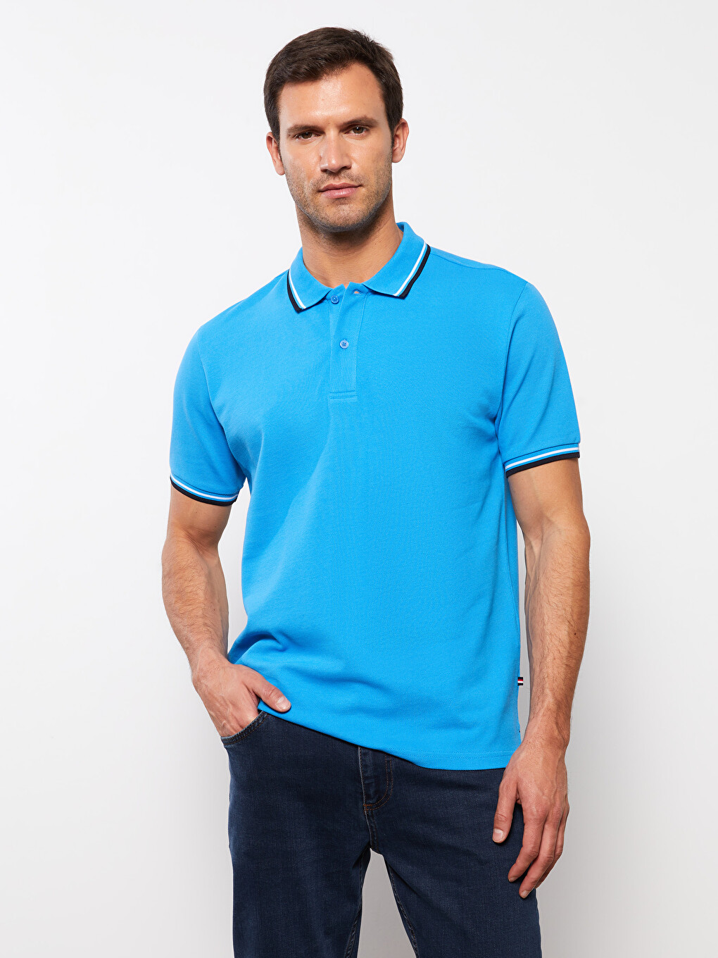 Polo Neck Short Sleeve Pique Men's T-shirt
