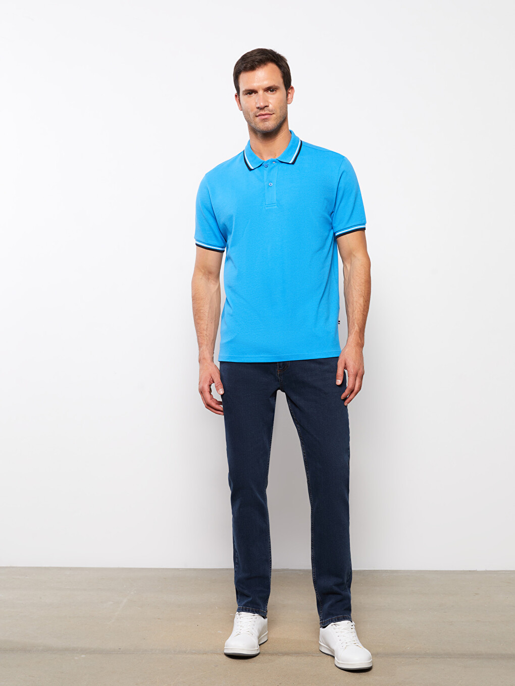 Polo Neck Short Sleeve Pique Men's T-shirt-2