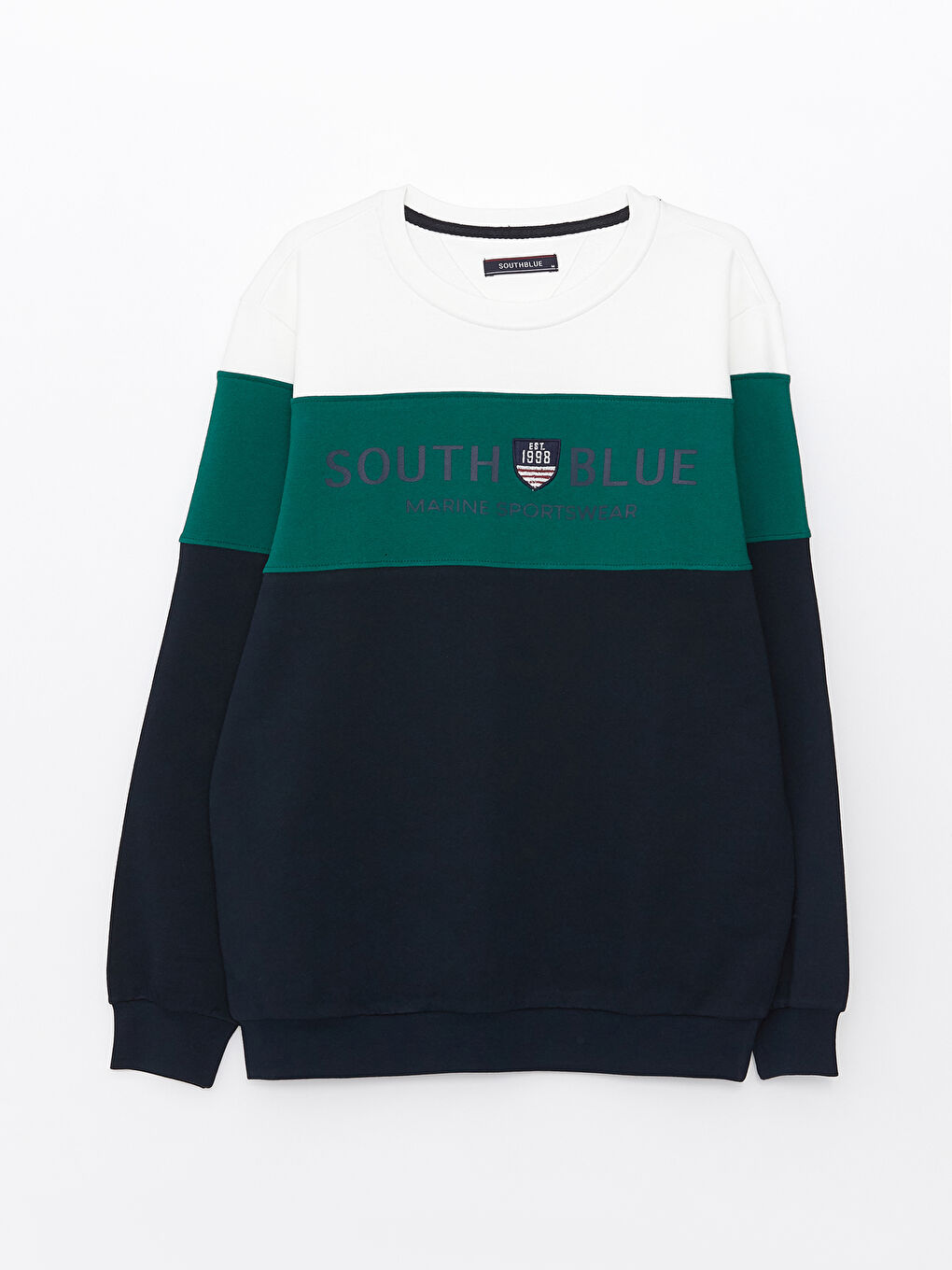 سويت شيرت بلوك الألوان كم طويل بياقة دائرية للرجال-5