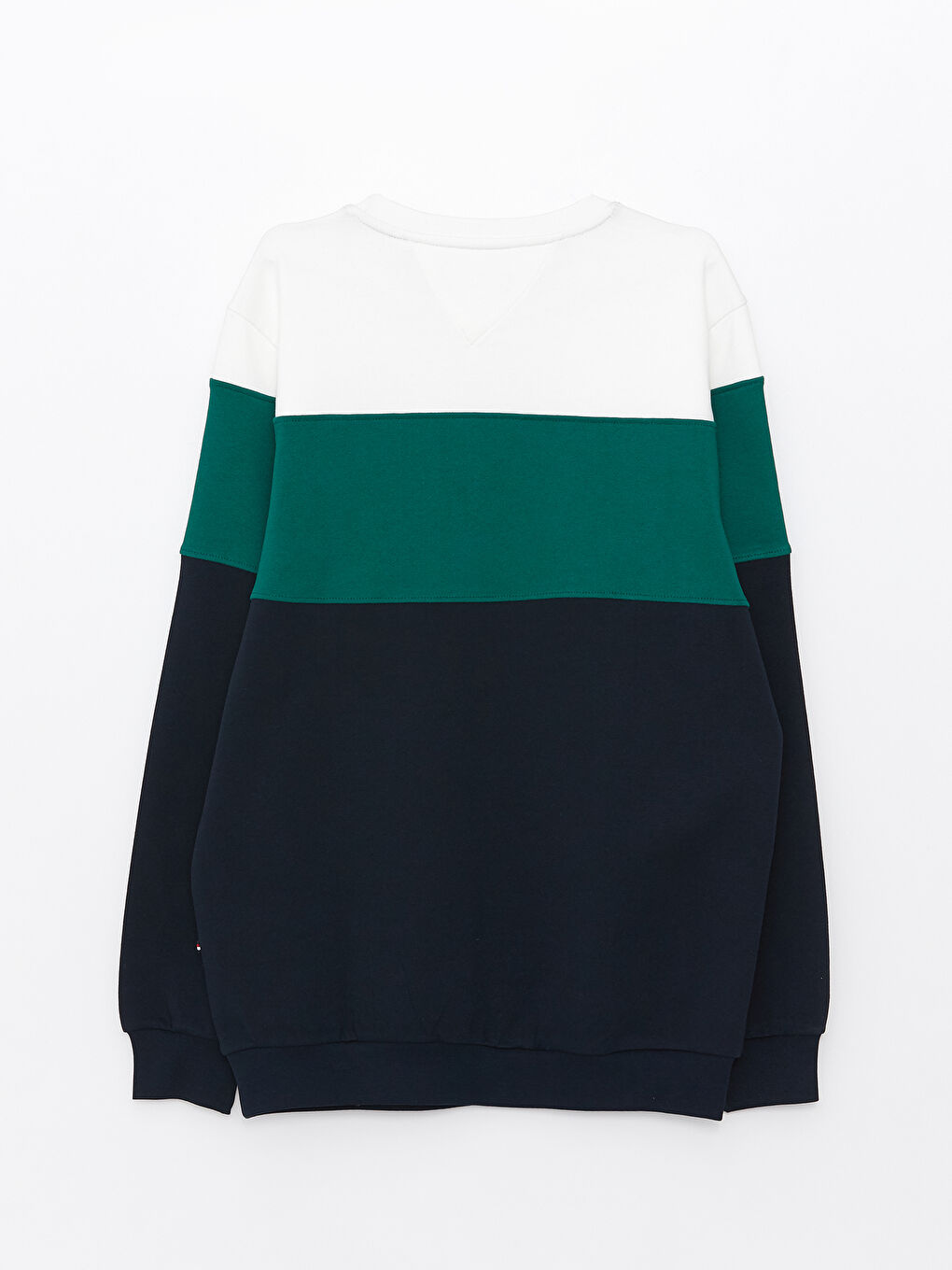 سويت شيرت بلوك الألوان كم طويل بياقة دائرية للرجال-6