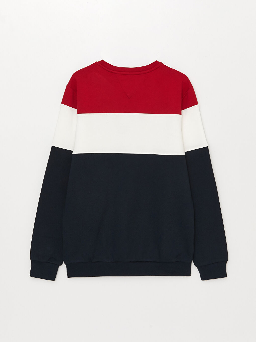 Kırmızı Bisiklet Yaka Uzun Kollu Renk Bloklu Erkek Sweatshirt-11