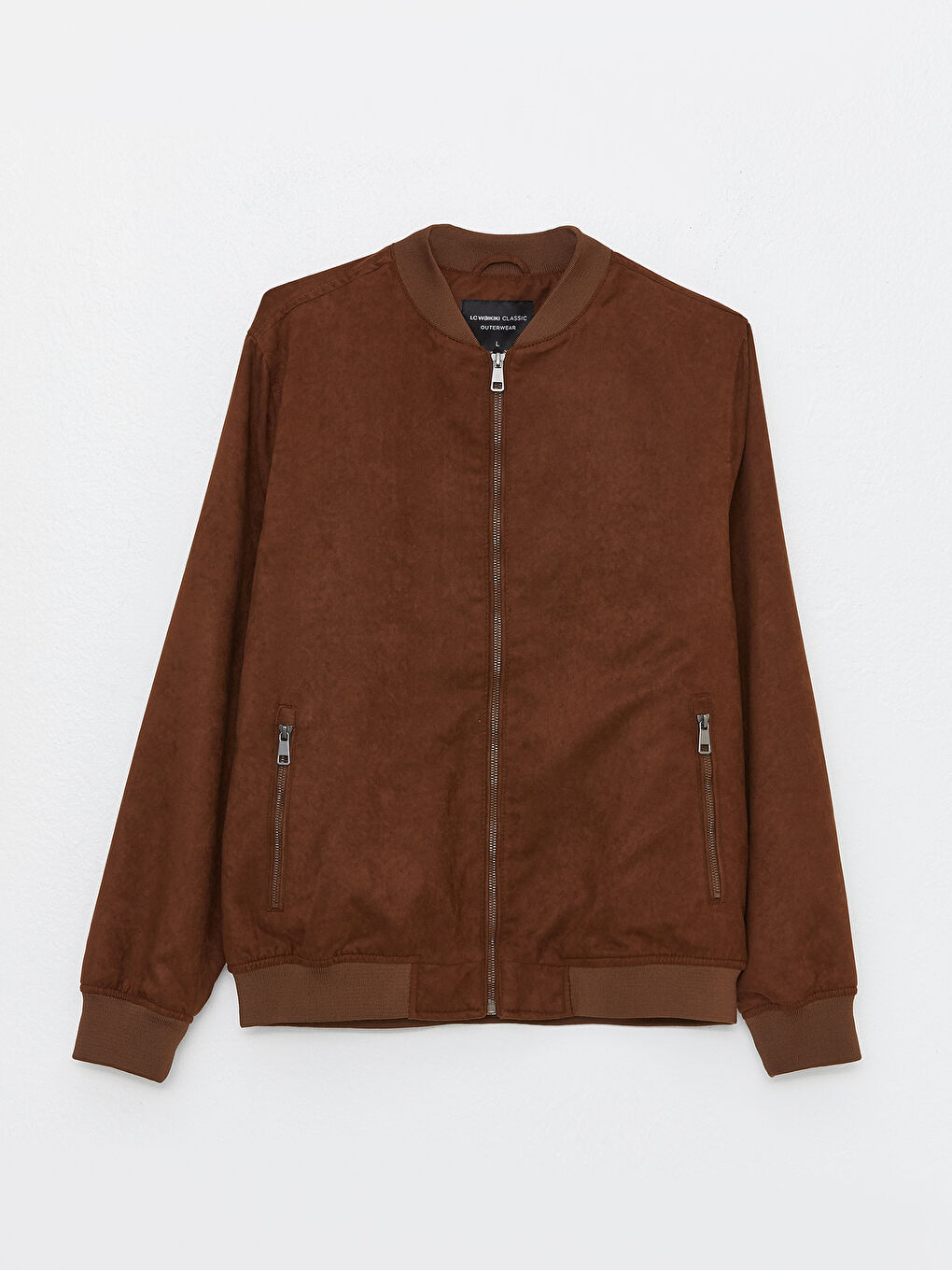 Kahverengi Standart Kalıp Kolej Yaka Süet Erkek Mont-5