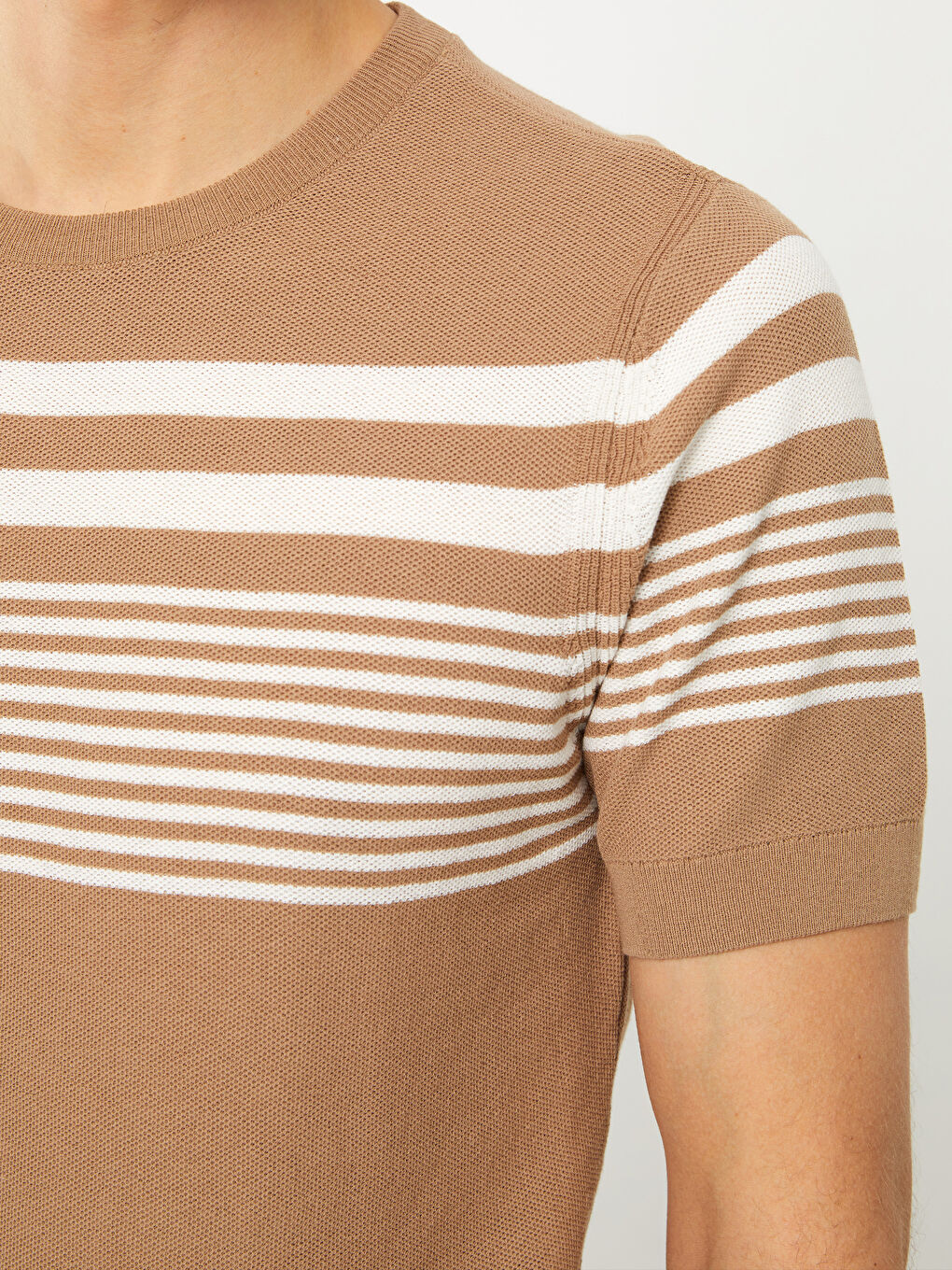 SOUTHBLUE Crew Neck Short Sleeve Striped Men's Knitwear Sweater -S32380Z8-LE8