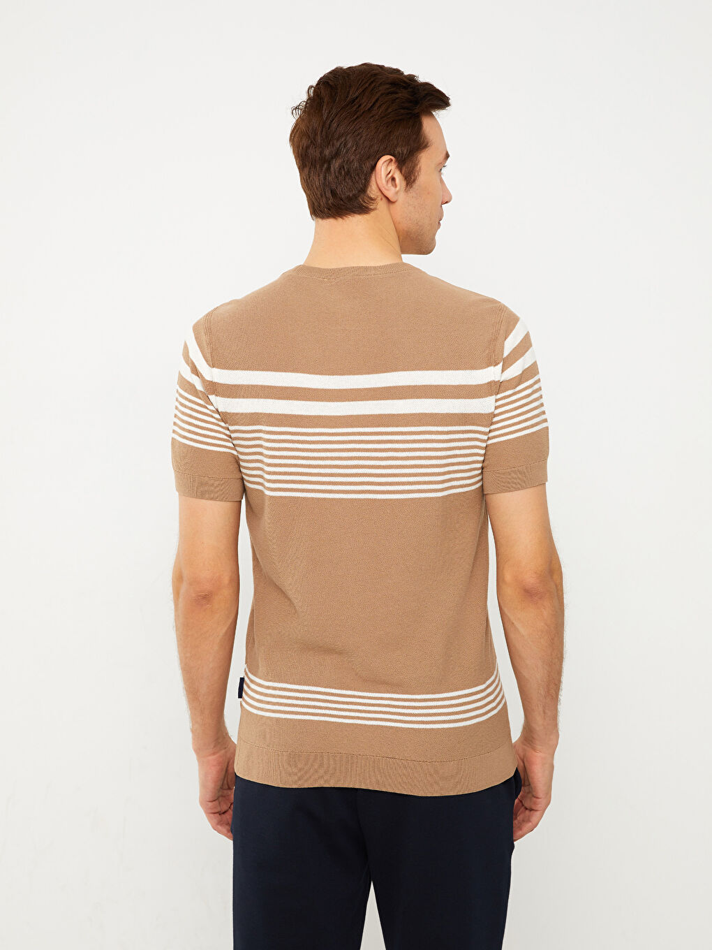 SOUTHBLUE Crew Neck Short Sleeve Striped Men's Knitwear Sweater -S32380Z8-LE8