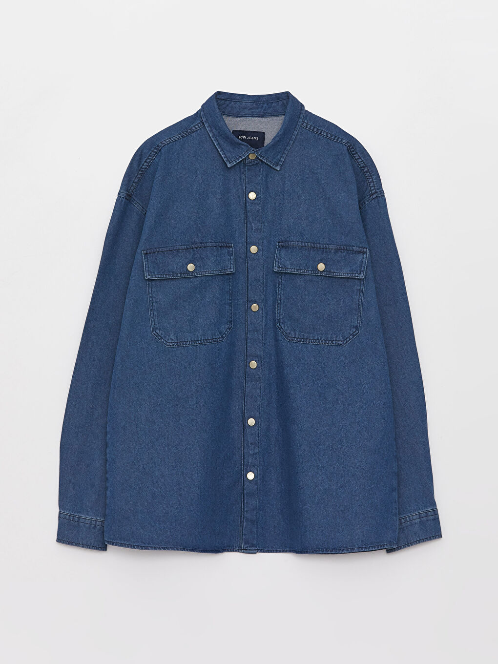 Relaxed Fit Long Sleeve Men's Denim Shirt-5