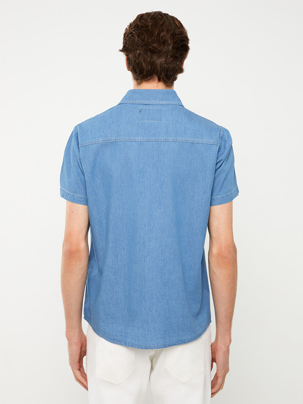 Comfortable Fit Short Sleeve Men's Jean Shirt -S32427Z8-H45