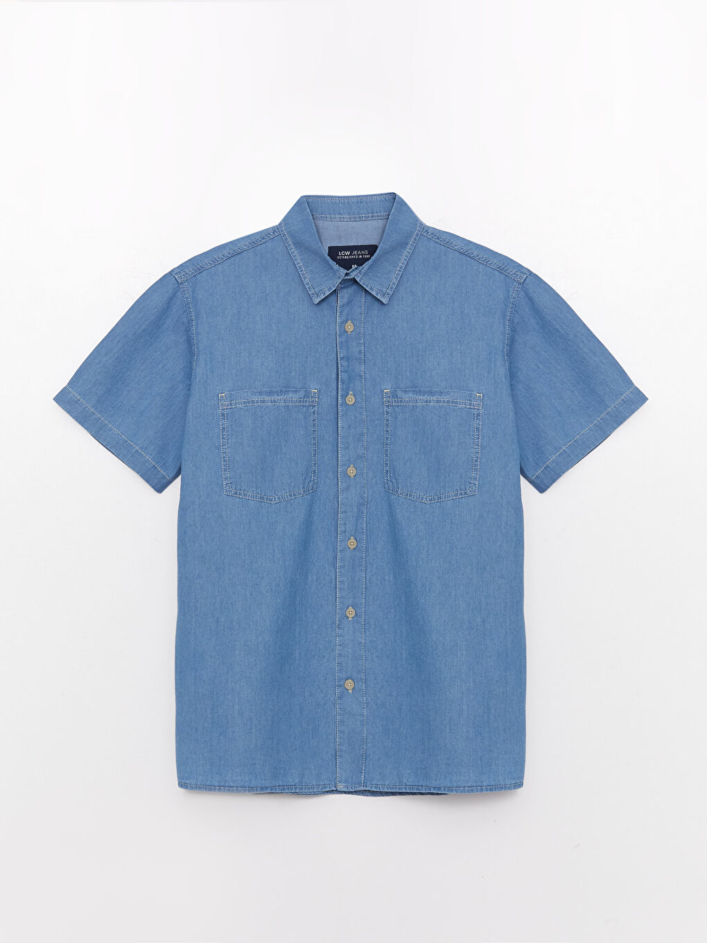 Comfortable Fit Short Sleeve Men's Jean Shirt -S32427Z8-H45