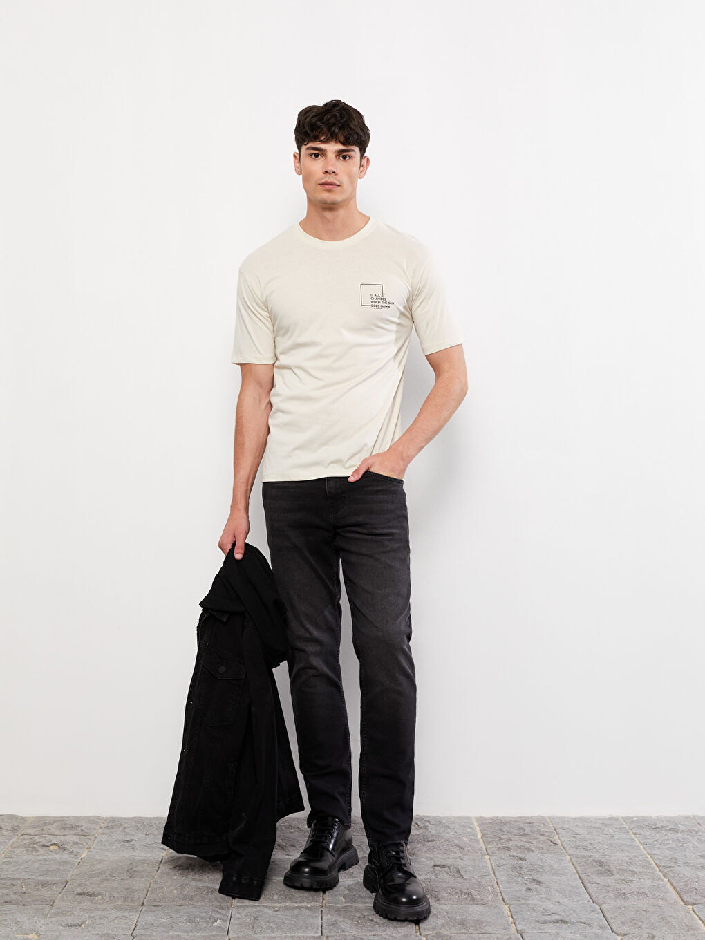 Crew Neck Short Sleeve Printed Combed Cotton Men's T-shirt-2