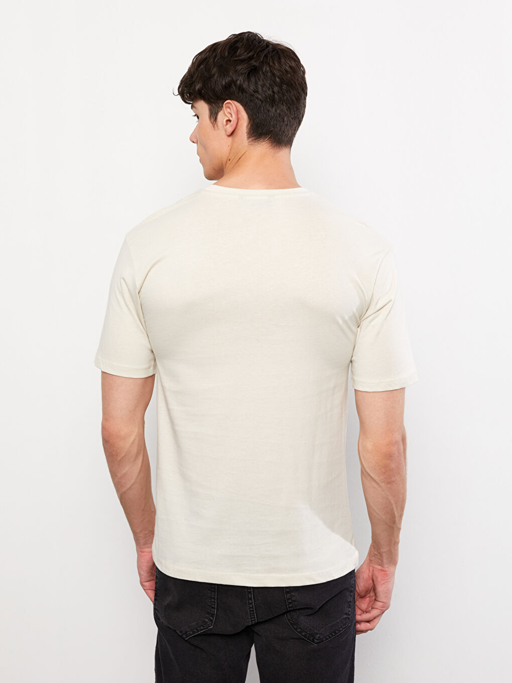 Crew Neck Short Sleeve Printed Combed Cotton Men's T-shirt-4