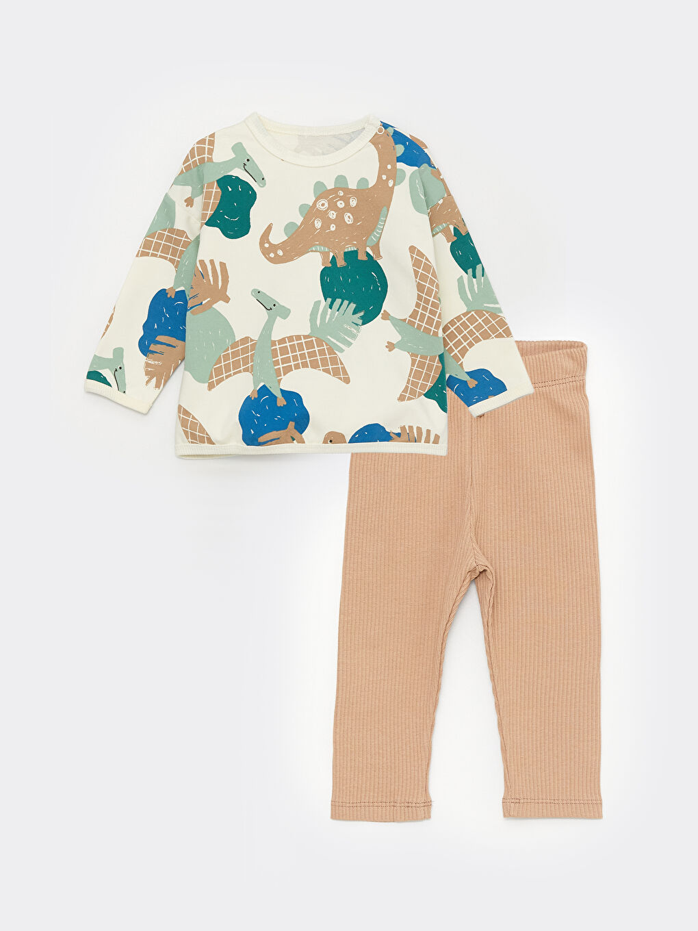 Set Hanorac cu Guler Rotund cu Mânecă Lungă Imprimat și Colanți pentru Bebeluși Băieți, Set de 2-3