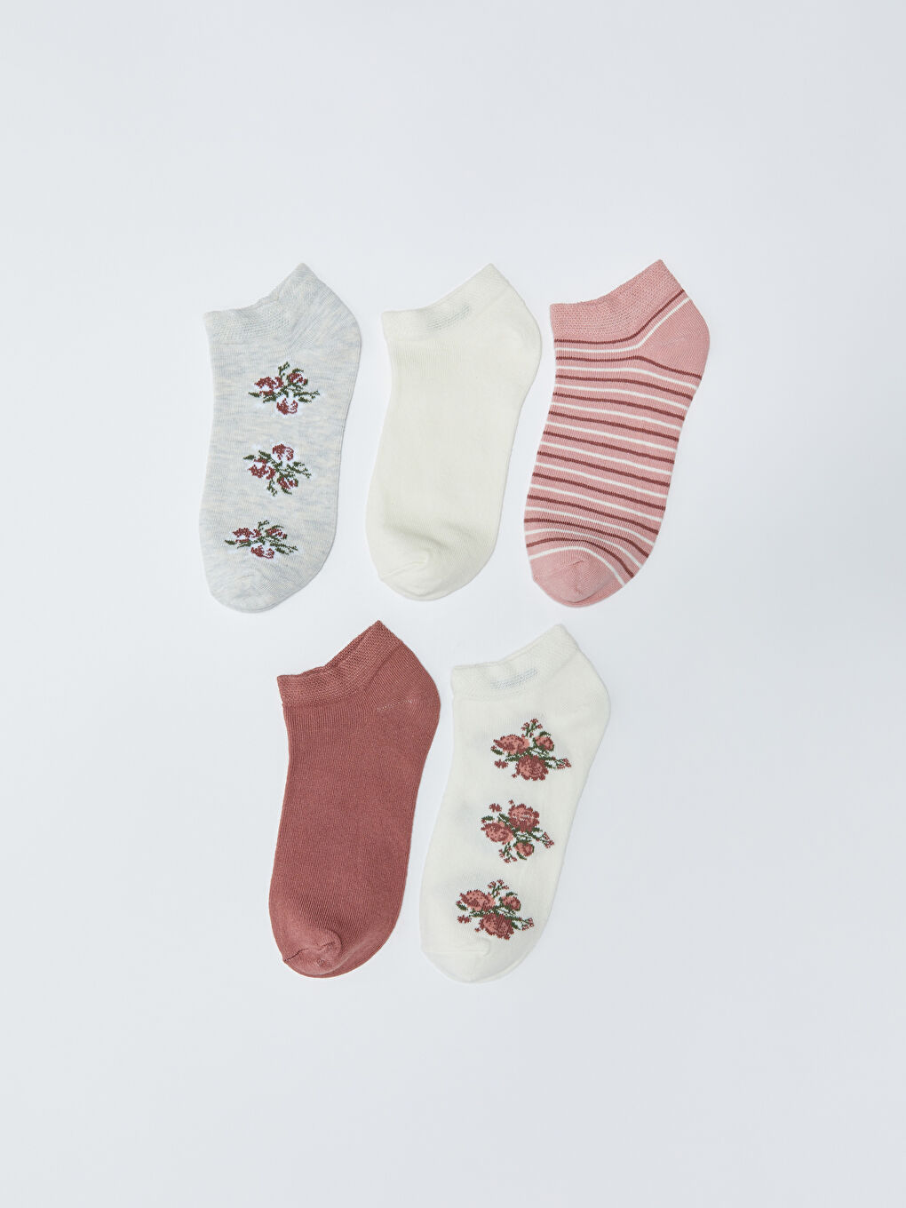 Patterned Women's Trainer Socks 5 Pack -S32437Z8-LAL