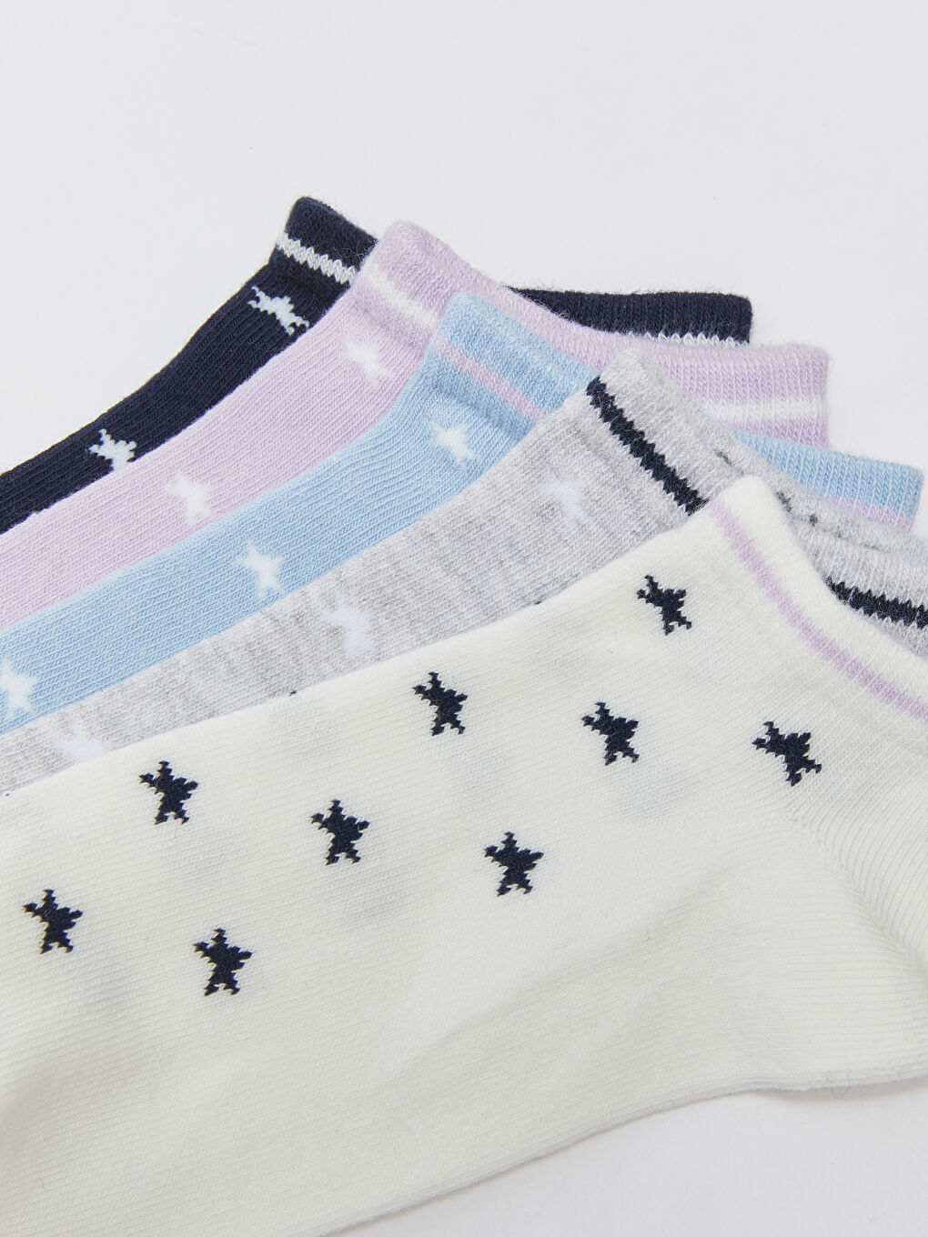 Ekru Kadın Desenli Patik Çorap 5'li-2