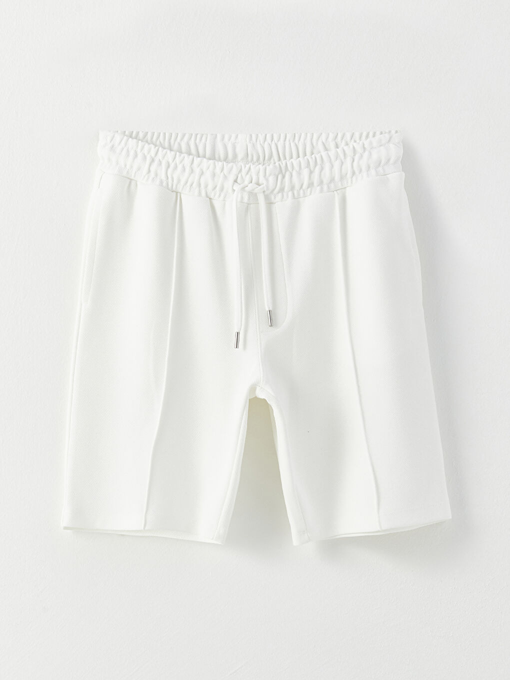 Ekru Slim Fit Örme Erkek Şort-5