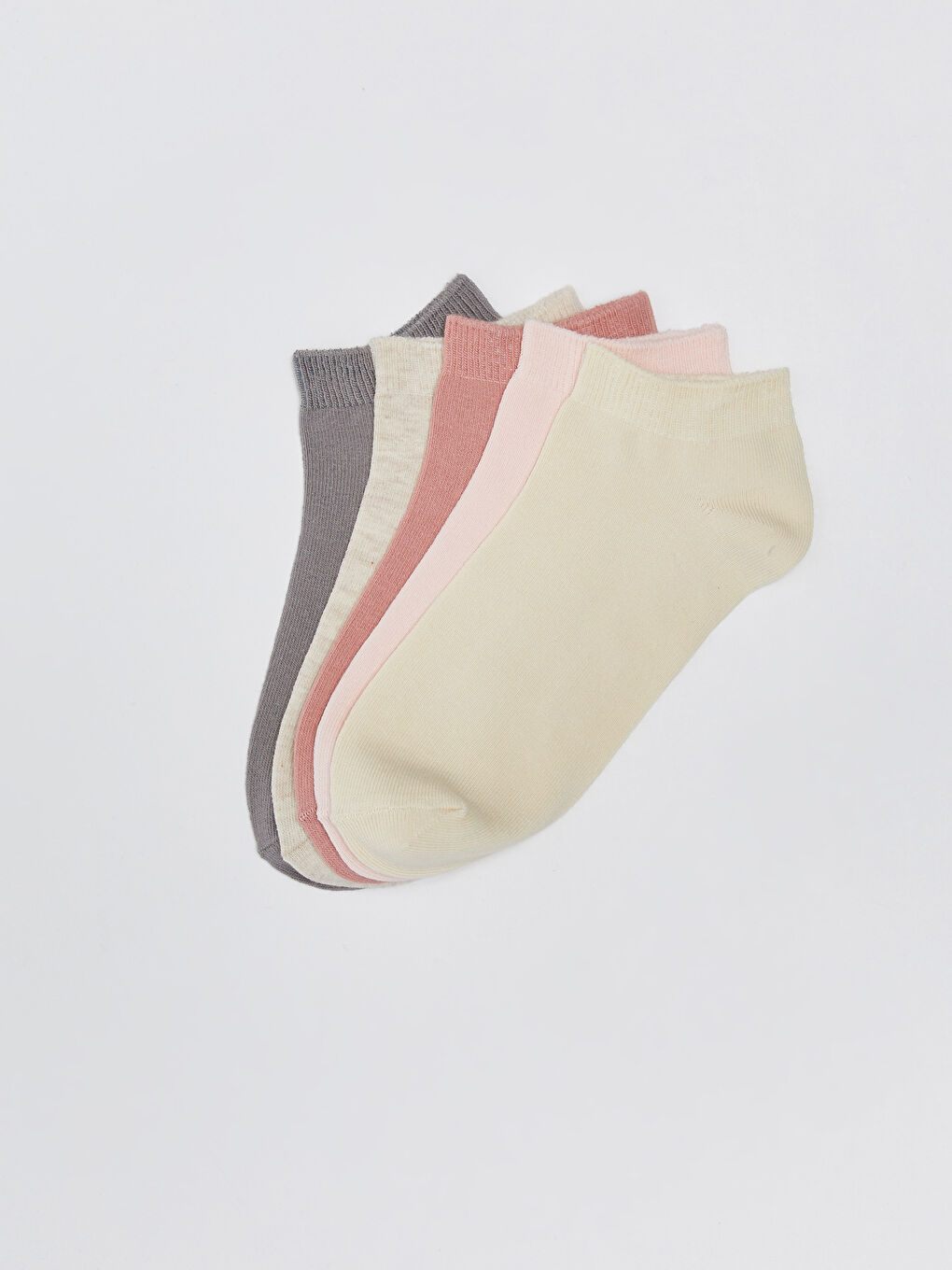 Bej Kadın Düz Patik Çorap 5'li-1