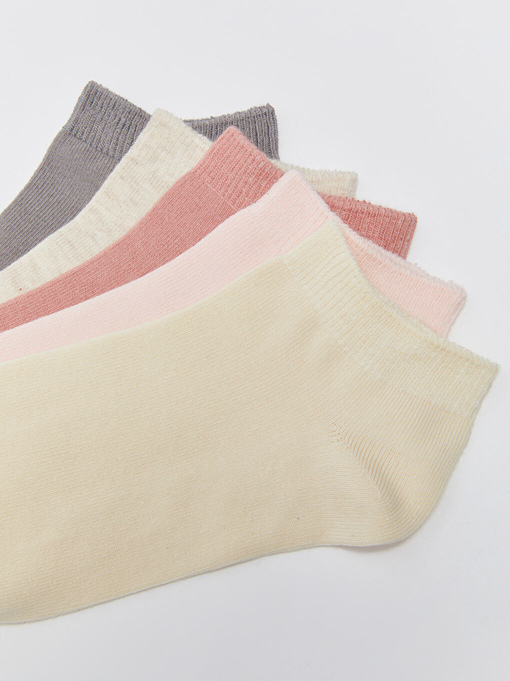 Bej Kadın Düz Patik Çorap 5'li-2
