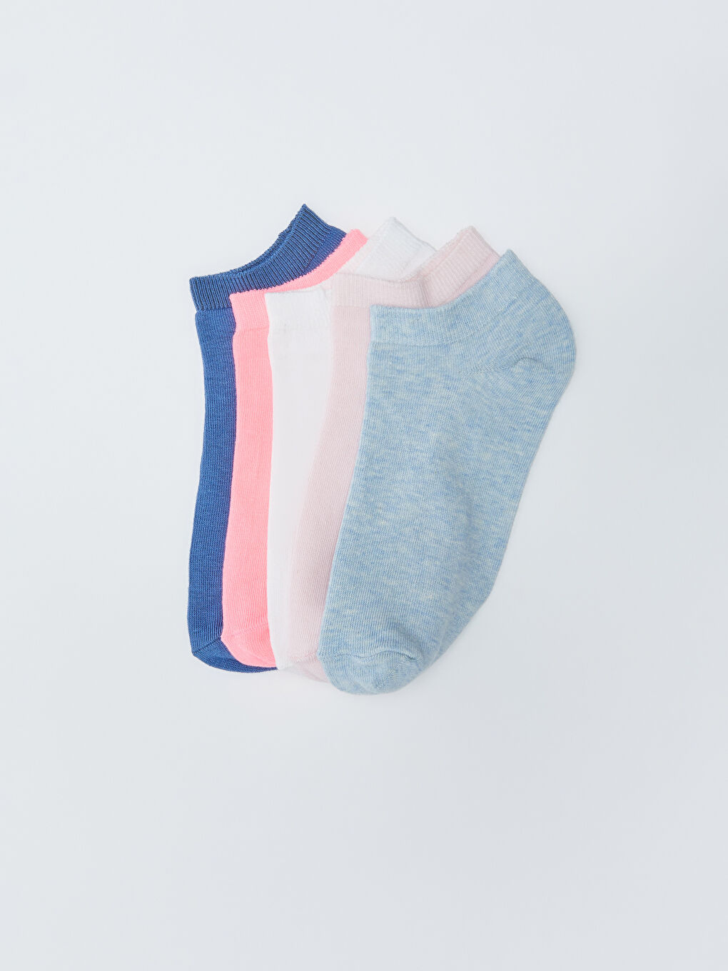 Mavi Kadın Düz Patik Çorap 5'li