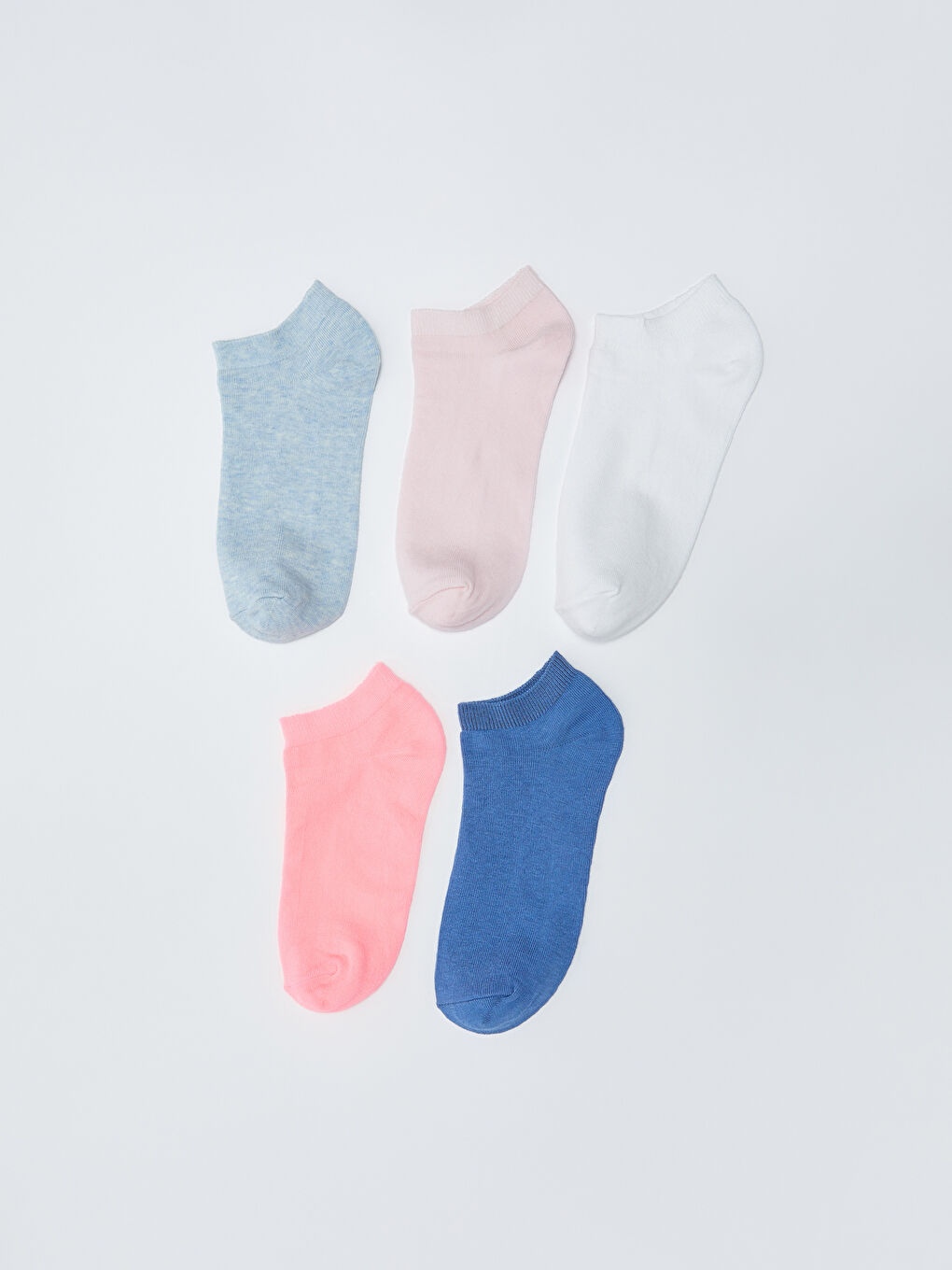 Mavi Kadın Düz Patik Çorap 5'li-1