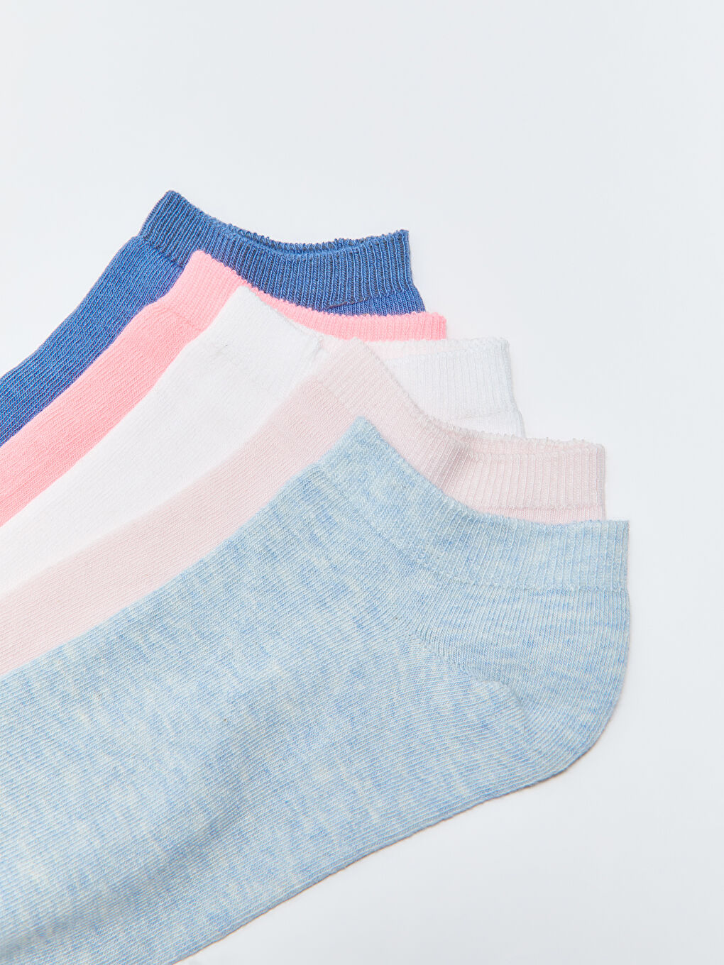 Mavi Kadın Düz Patik Çorap 5'li-2