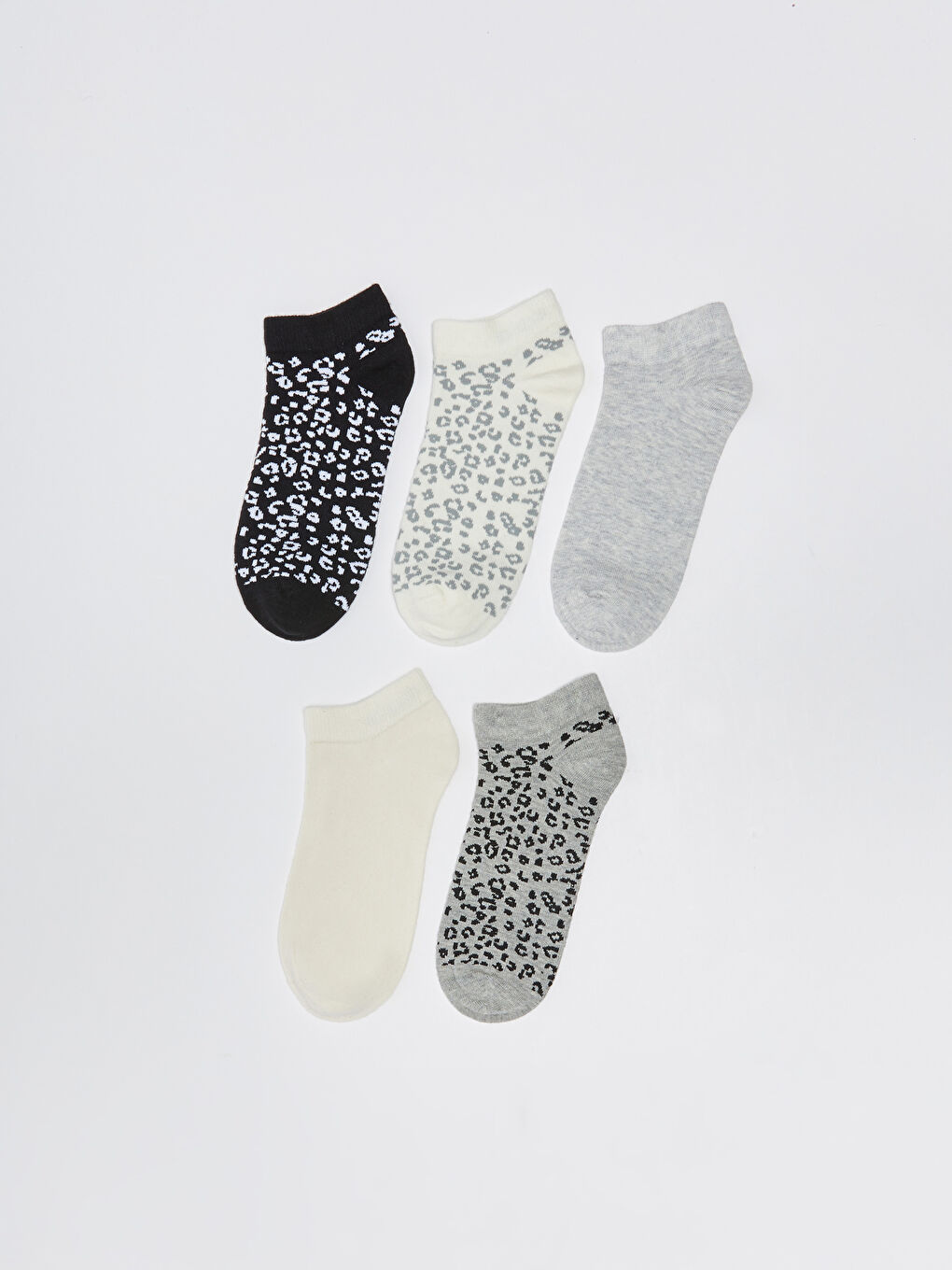 Siyah Desenli Kadın Patik Çorap 5'li