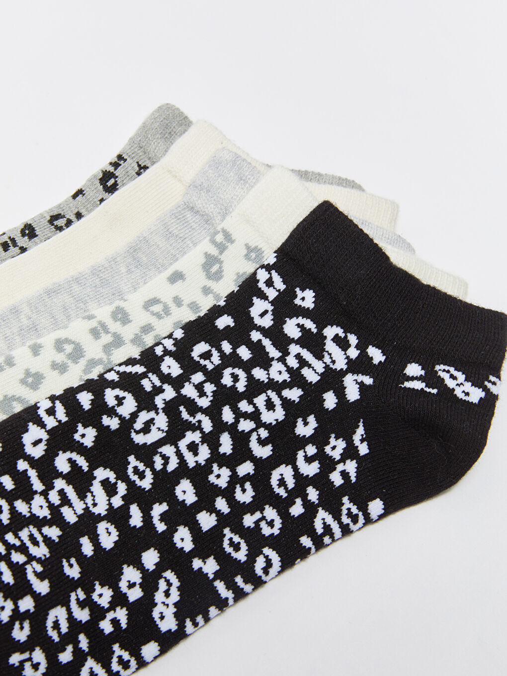 Siyah Desenli Kadın Patik Çorap 5'li-2