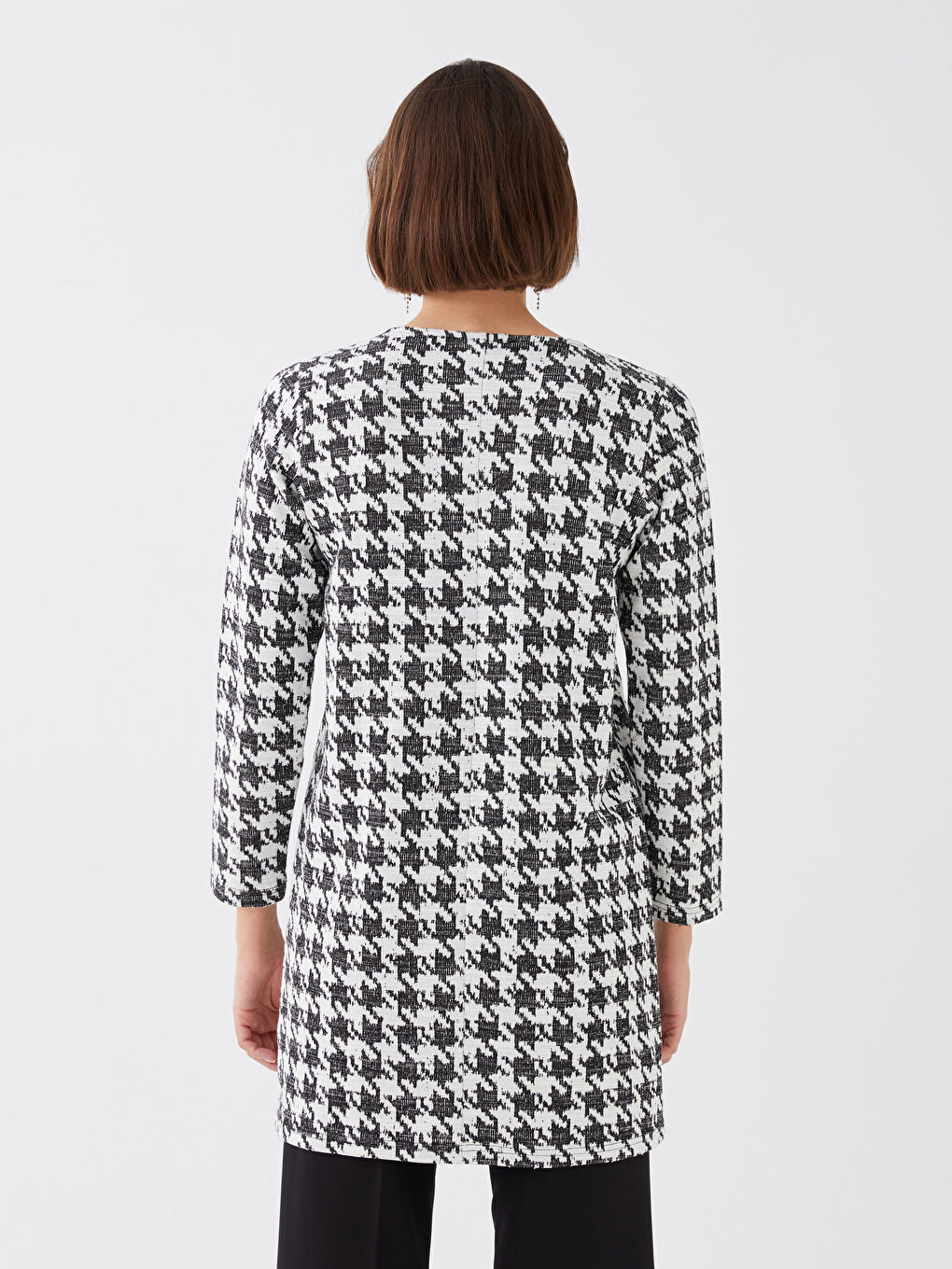 Crew Neck Patterned Long Sleeve Women's Tunic -S32455Z8-MHS