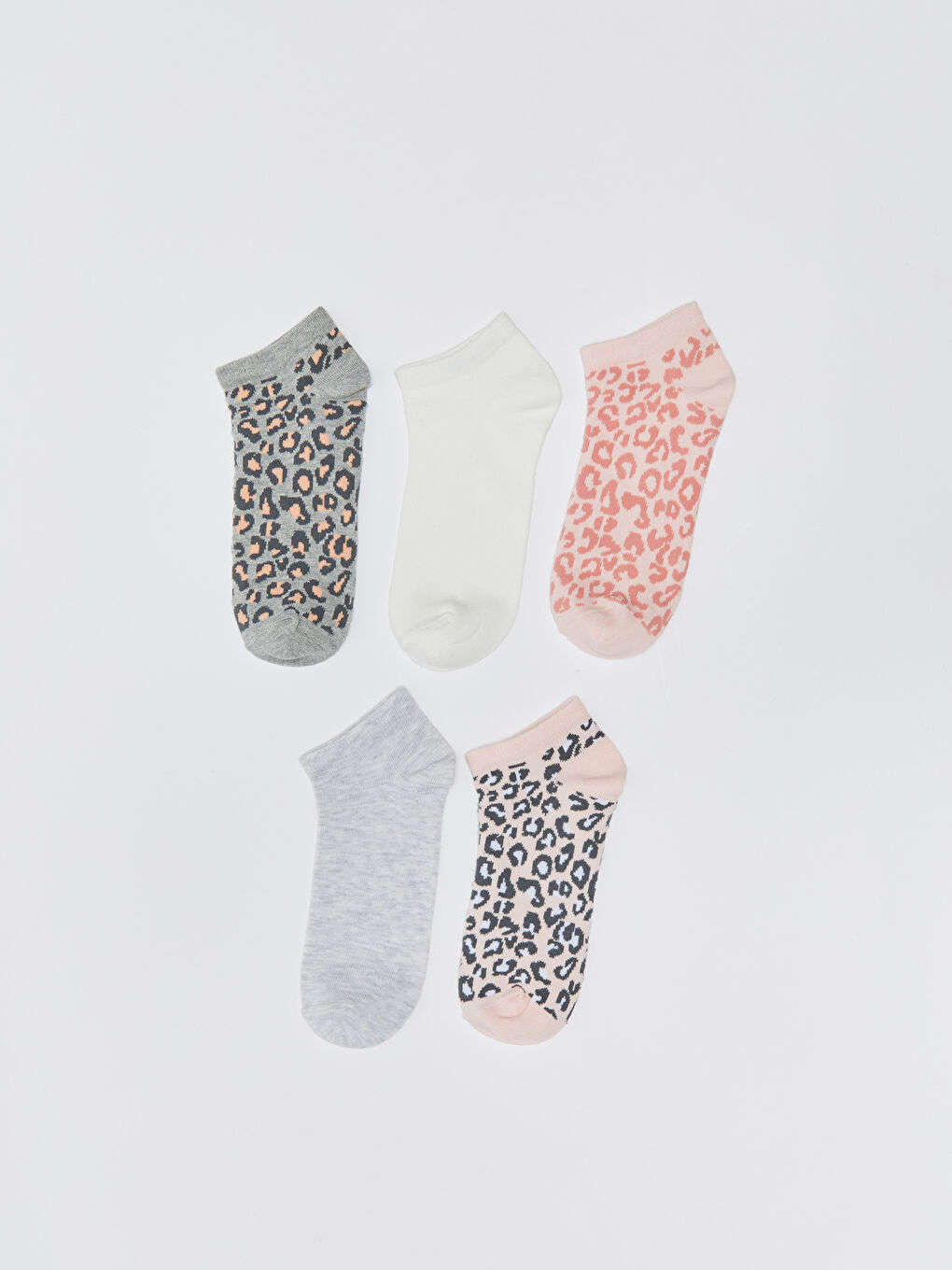 Gri Desenli Kadın Patik Çorap 5'li