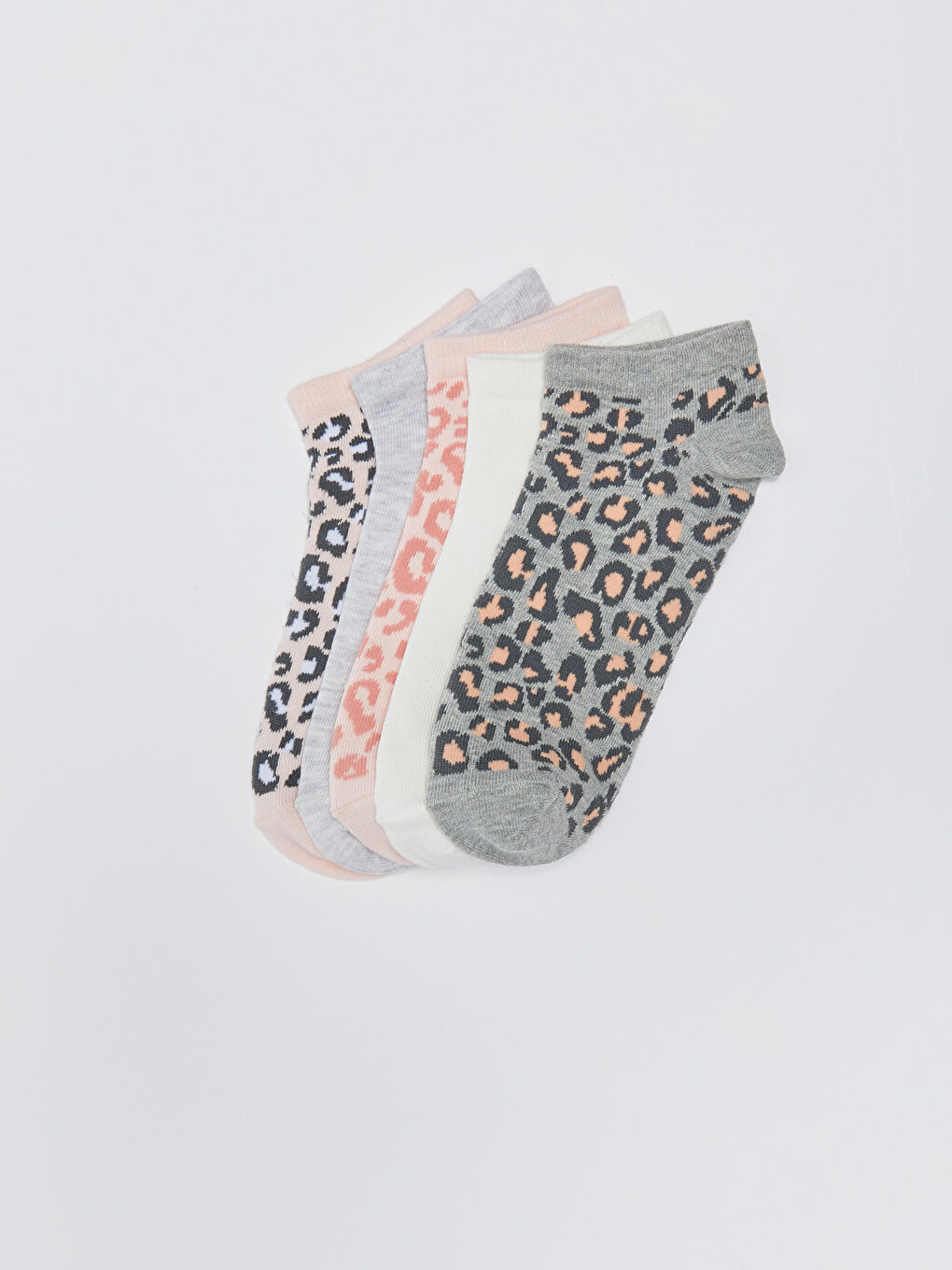 Gri Desenli Kadın Patik Çorap 5'li-1