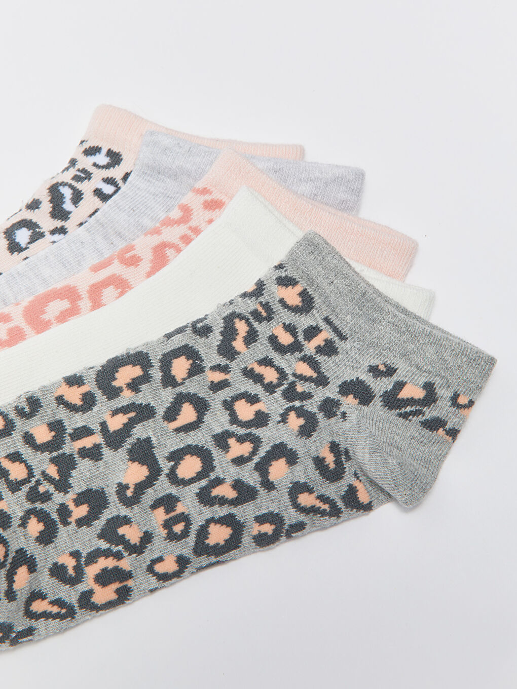 Gri Desenli Kadın Patik Çorap 5'li-2