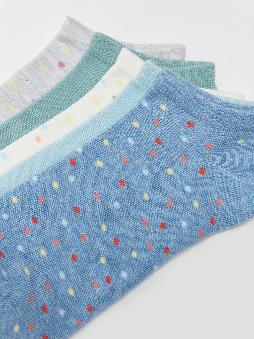 Mavi Puantiyeli Kadın Patik Çorap 5'li-2