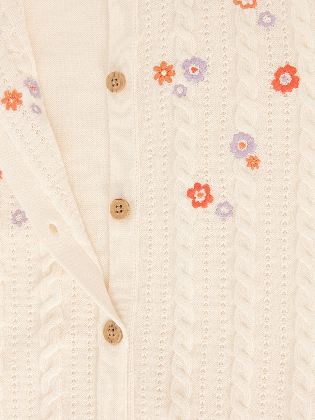 Кардиган Трикотажный Для Девочек С Круглым Вырезом, Вышивкой И Длинными Рукавами-2