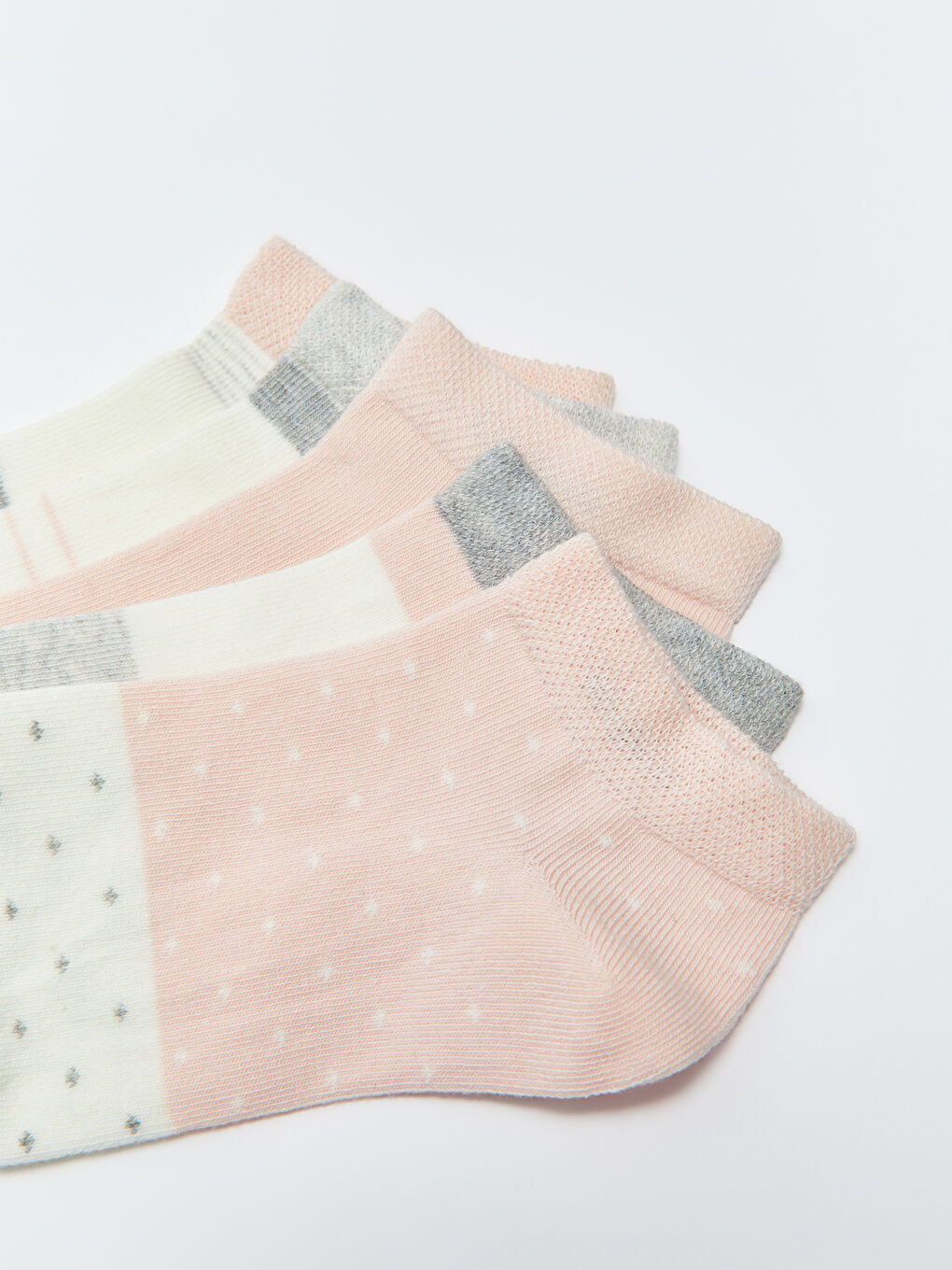 Pembe Desenli Kadın Patik Çorap 5'li-2
