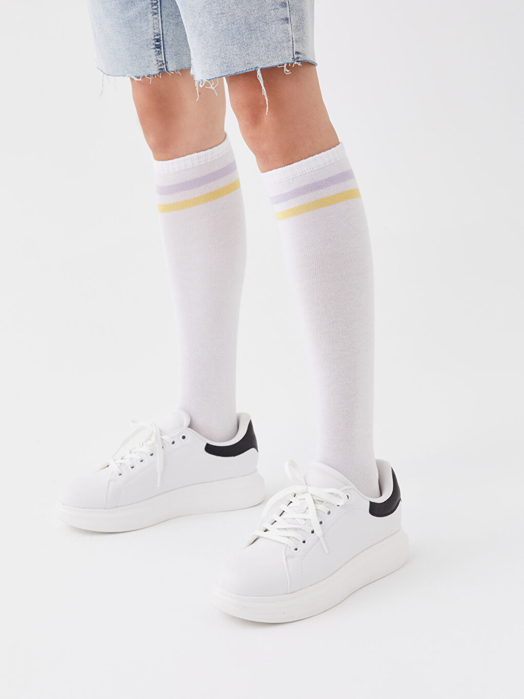 Women's Striped Knee High Socks-3