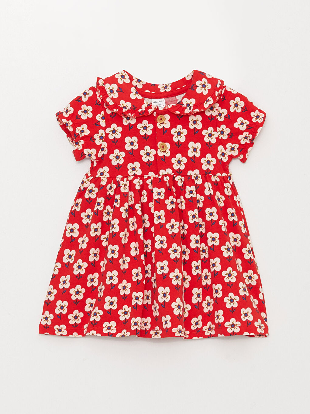LCW baby Bebe Collar Short Sleeve Patterned Baby Girl Dress -S32498Z1-LTQ