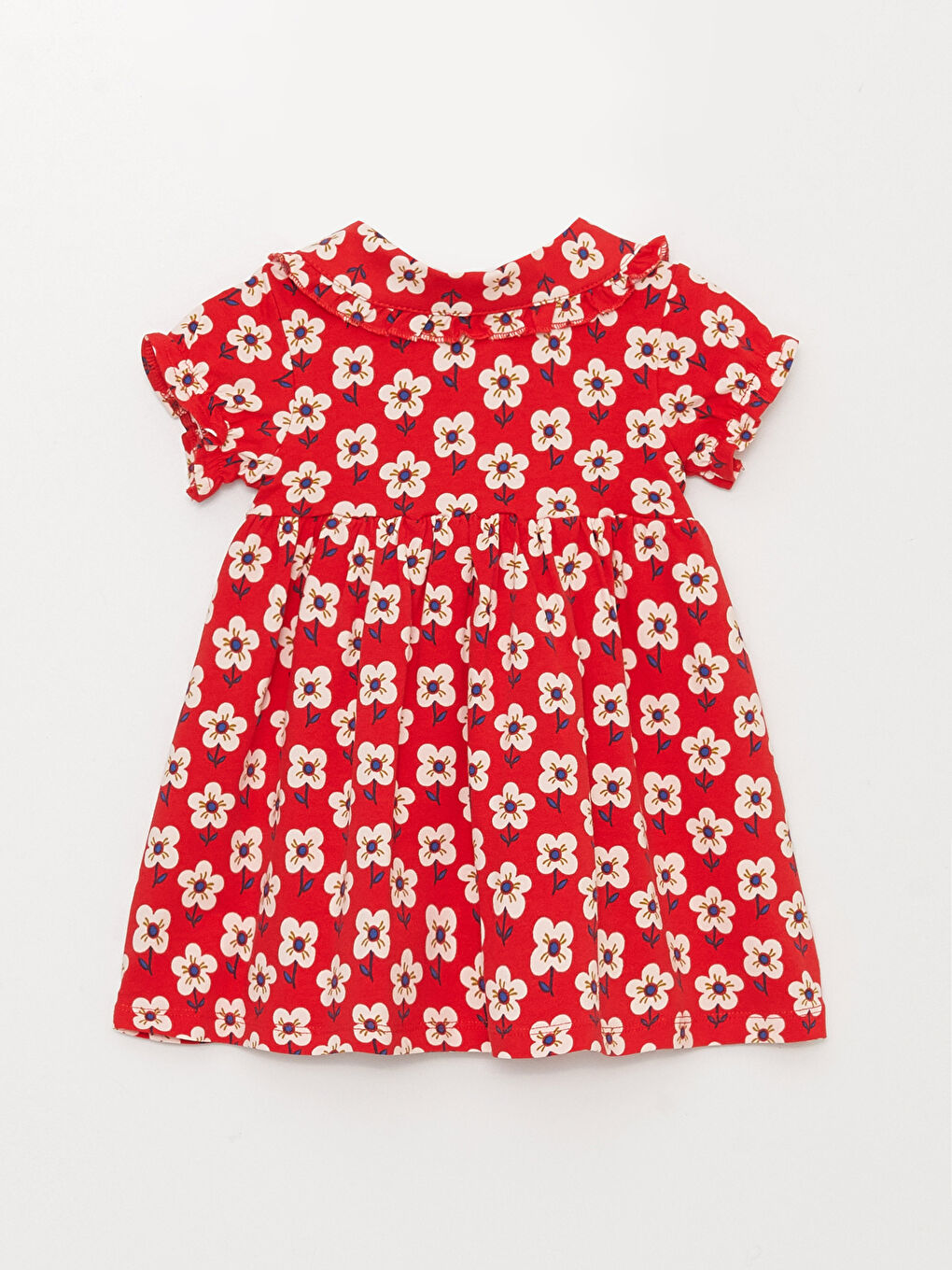 LCW baby Bebe Collar Short Sleeve Patterned Baby Girl Dress -S32498Z1-LTQ