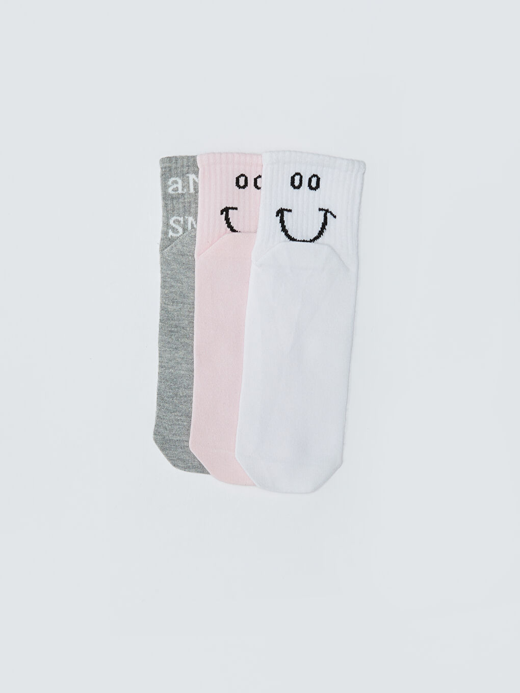 Pembe Baskılı Kadın Soket Çorap 3'lü
