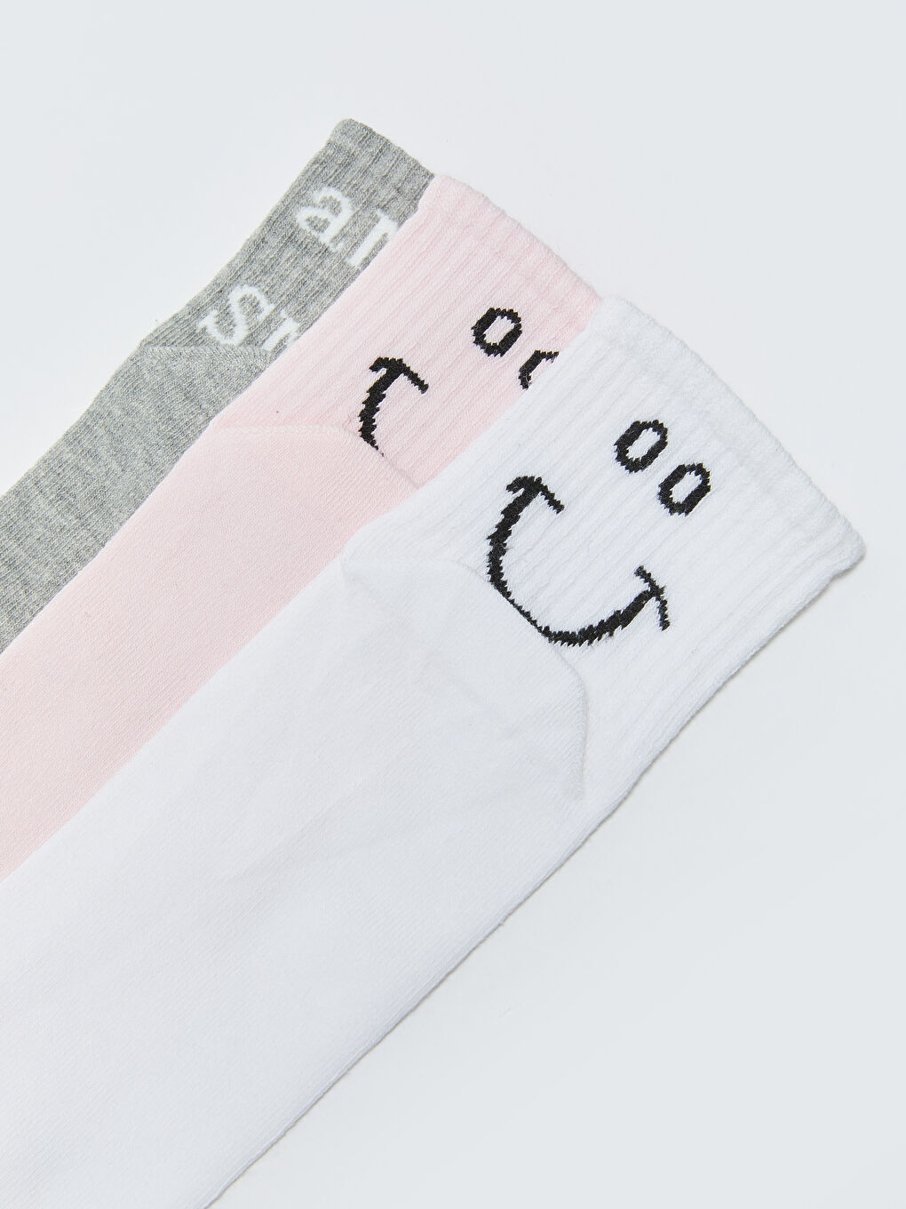 Pembe Baskılı Kadın Soket Çorap 3'lü-2
