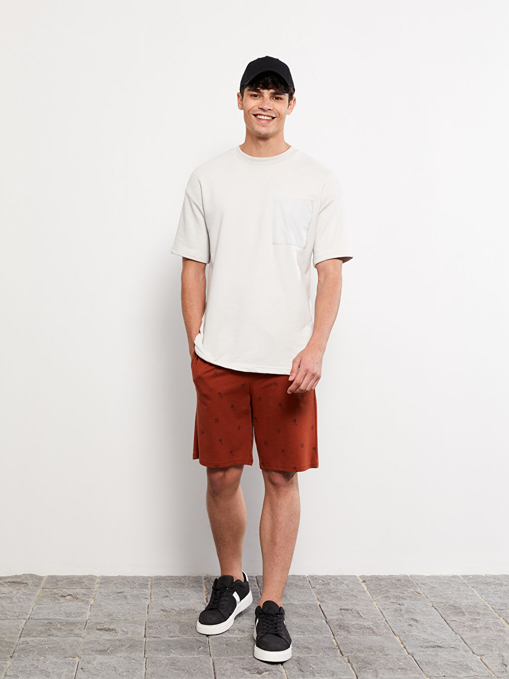 Kahverengi Slim Fit Beli Lastikli Erkek Şort