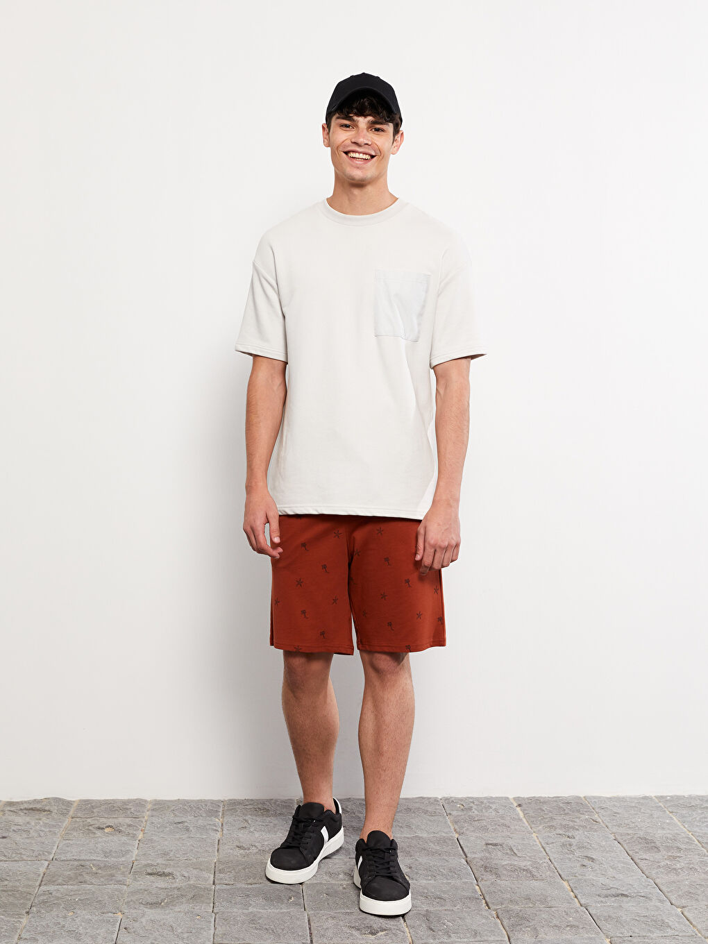 Kahverengi Slim Fit Beli Lastikli Erkek Şort-1