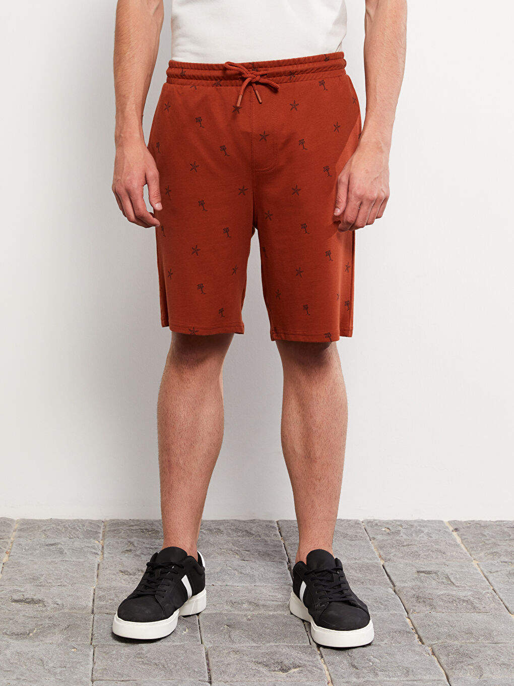 Kahverengi Slim Fit Beli Lastikli Erkek Şort-2