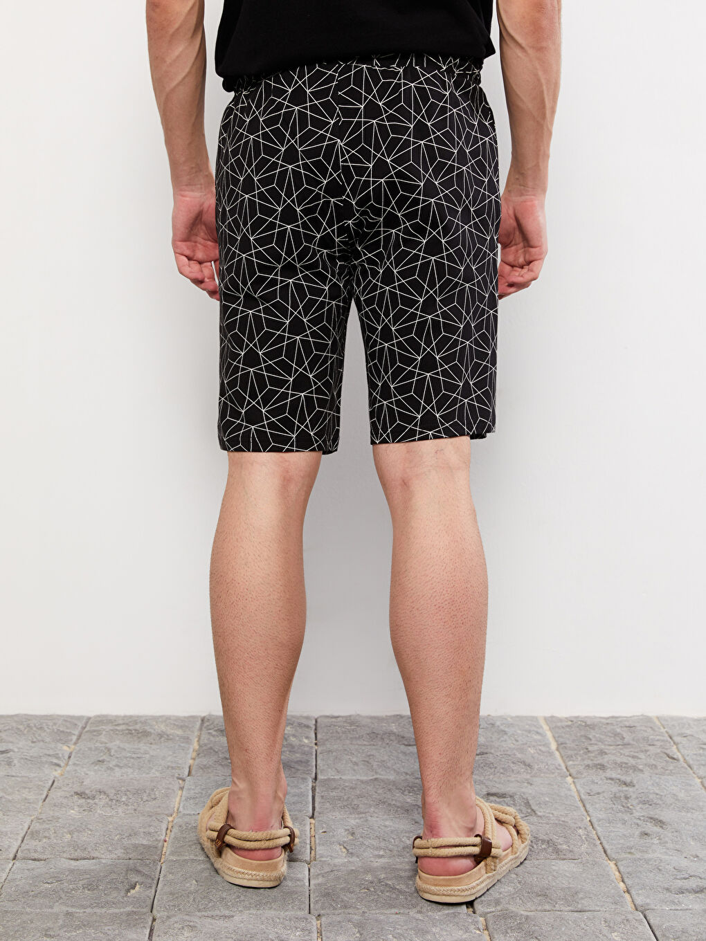 XSIDE Siyah Slim Fit Desenli Erkek Şort - 5