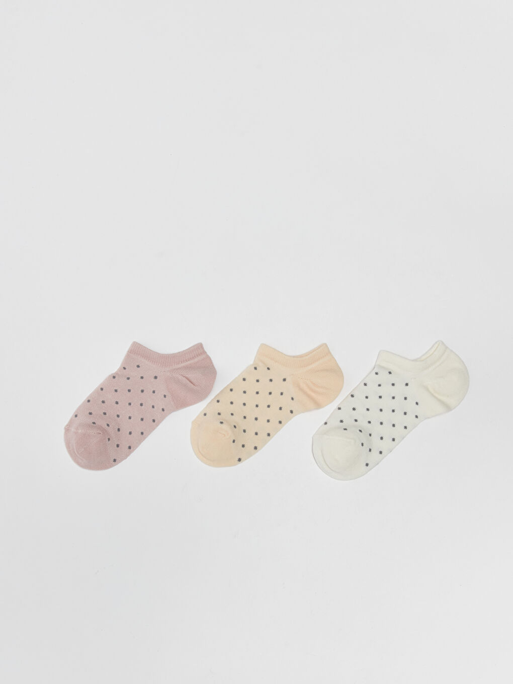 Pembe Desenli Kadın Patik Çorap 3'lü
