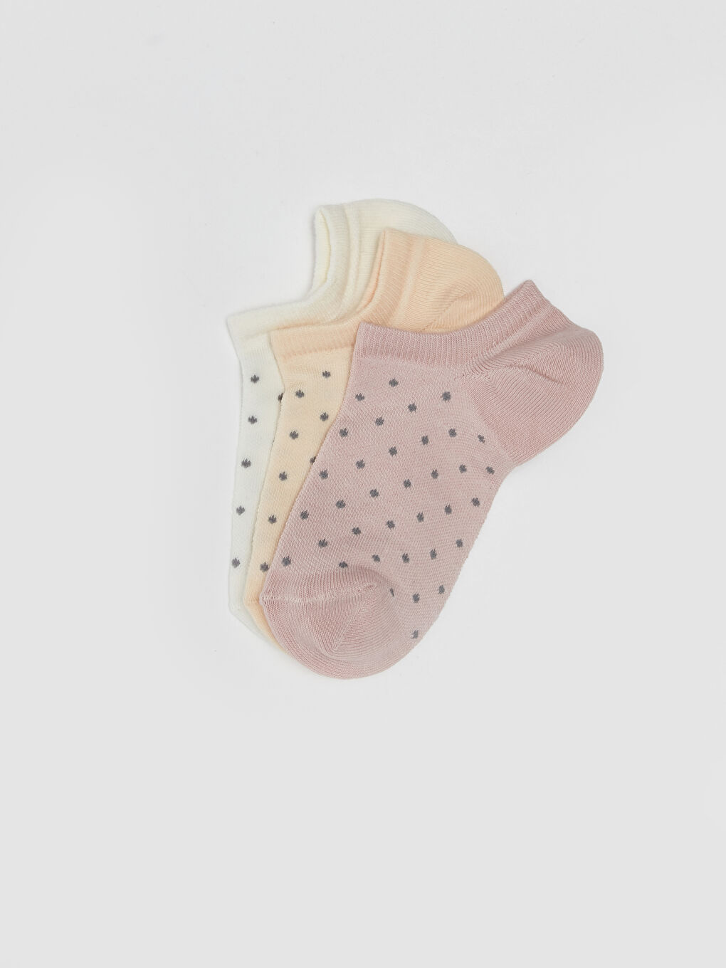 Pembe Desenli Kadın Patik Çorap 3'lü-1