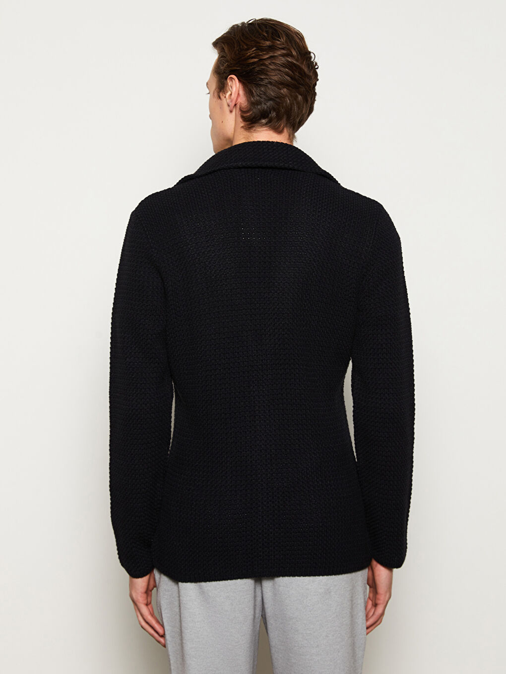 Lacivert Slim Fit Şal Yaka Erkek Triko Hırka-4