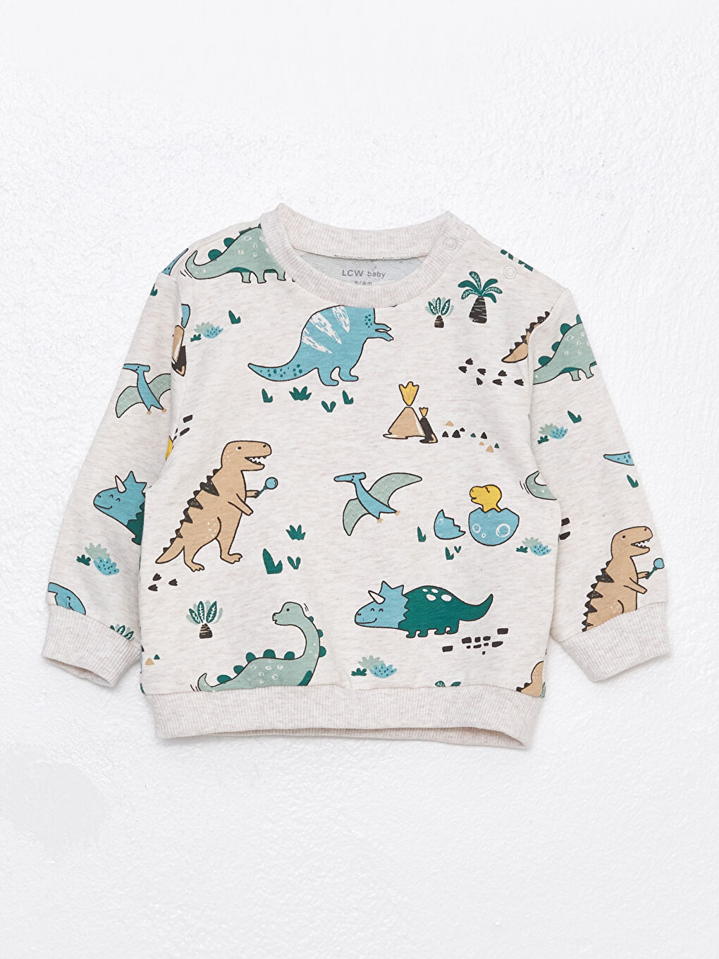 Ekru Bisiklet Yaka Baskılı Erkek Bebek Sweatshirt ve Eşofman Altı-4