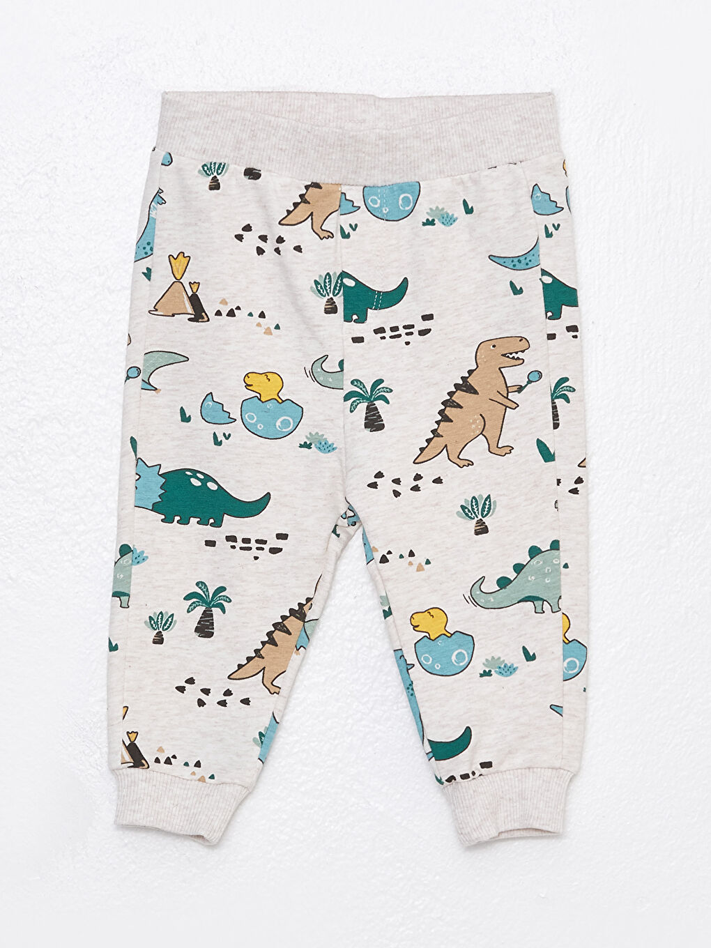 Ekru Bisiklet Yaka Baskılı Erkek Bebek Sweatshirt ve Eşofman Altı-5