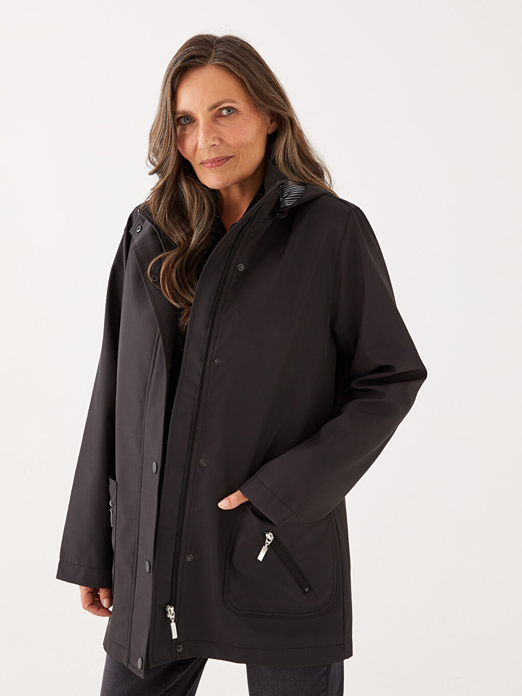 Hooded Regular Long Sleeve Women's Coat -S32568Z8-CVL